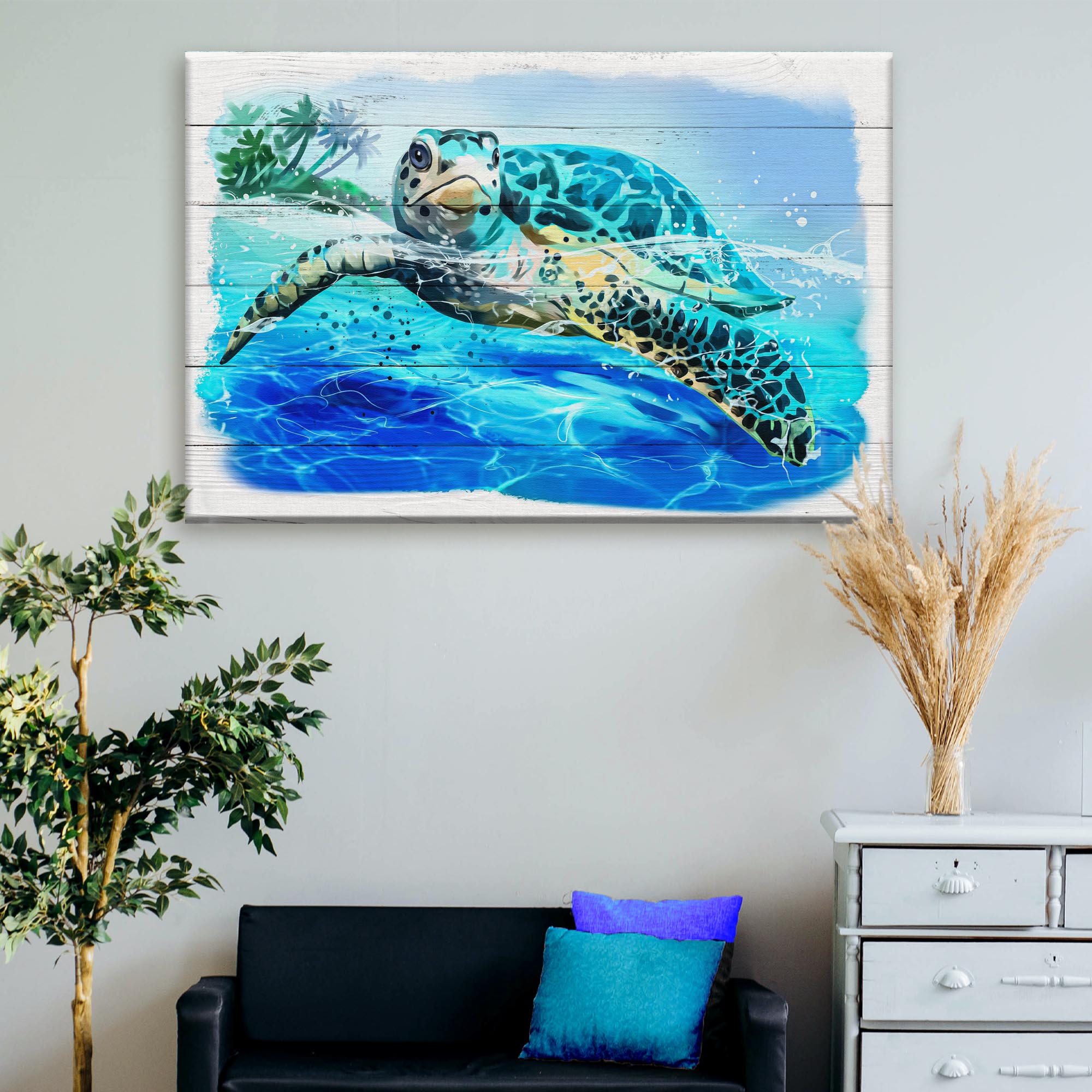 Turtle Oasis Watercolor Canvas Wall Art on sale at MyriadMart