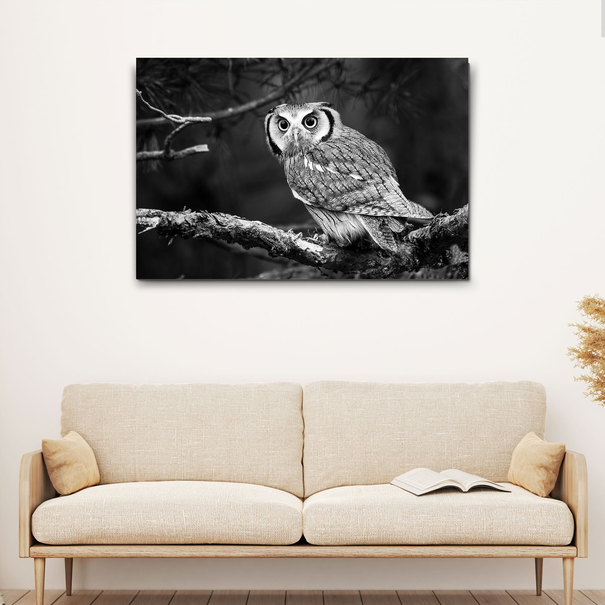 Black And White Owl Canvas Wall Art on sale at MyriadMart