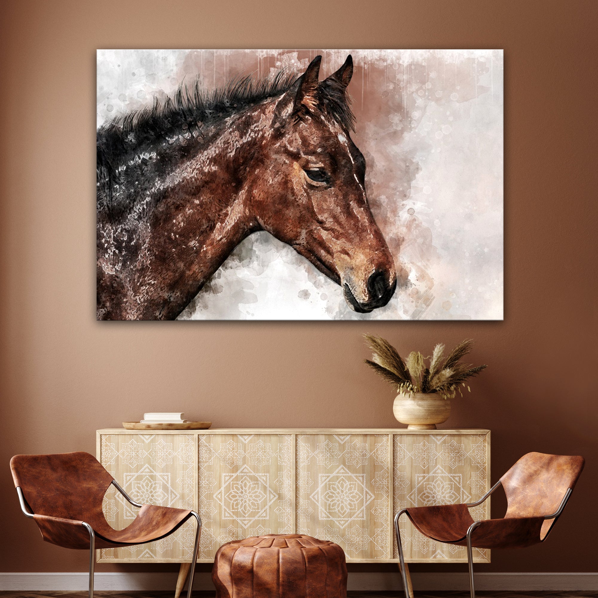 Horse Watercolor Canvas Wall Art on sale at MyriadMart