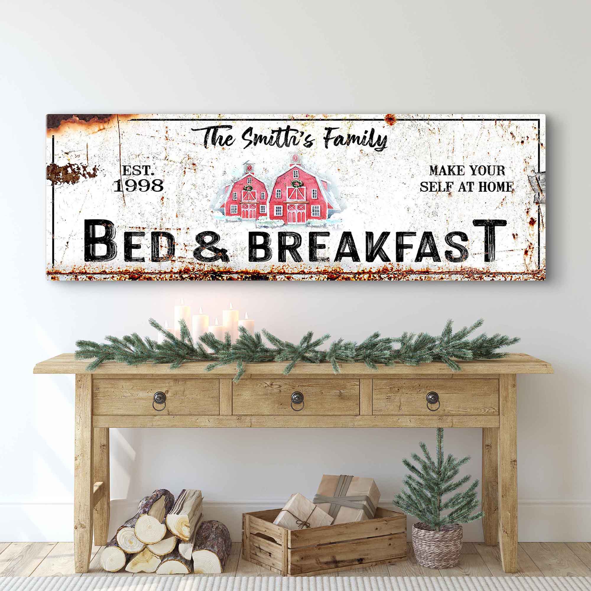 Christmas Bed & Breakfast Sign on sale at MyriadMart