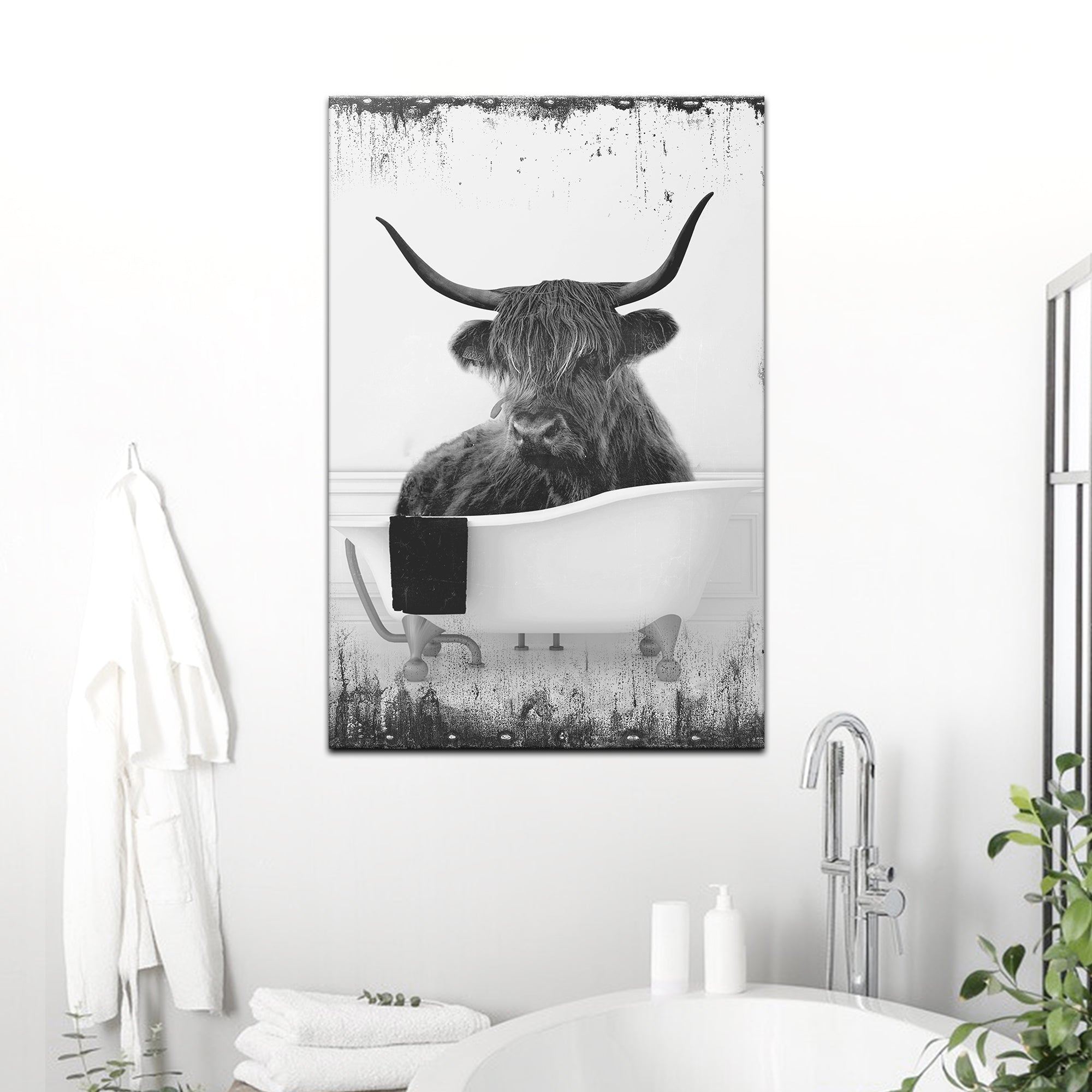 Highland Cattle Bath Canvas Wall Art II on sale at MyriadMart