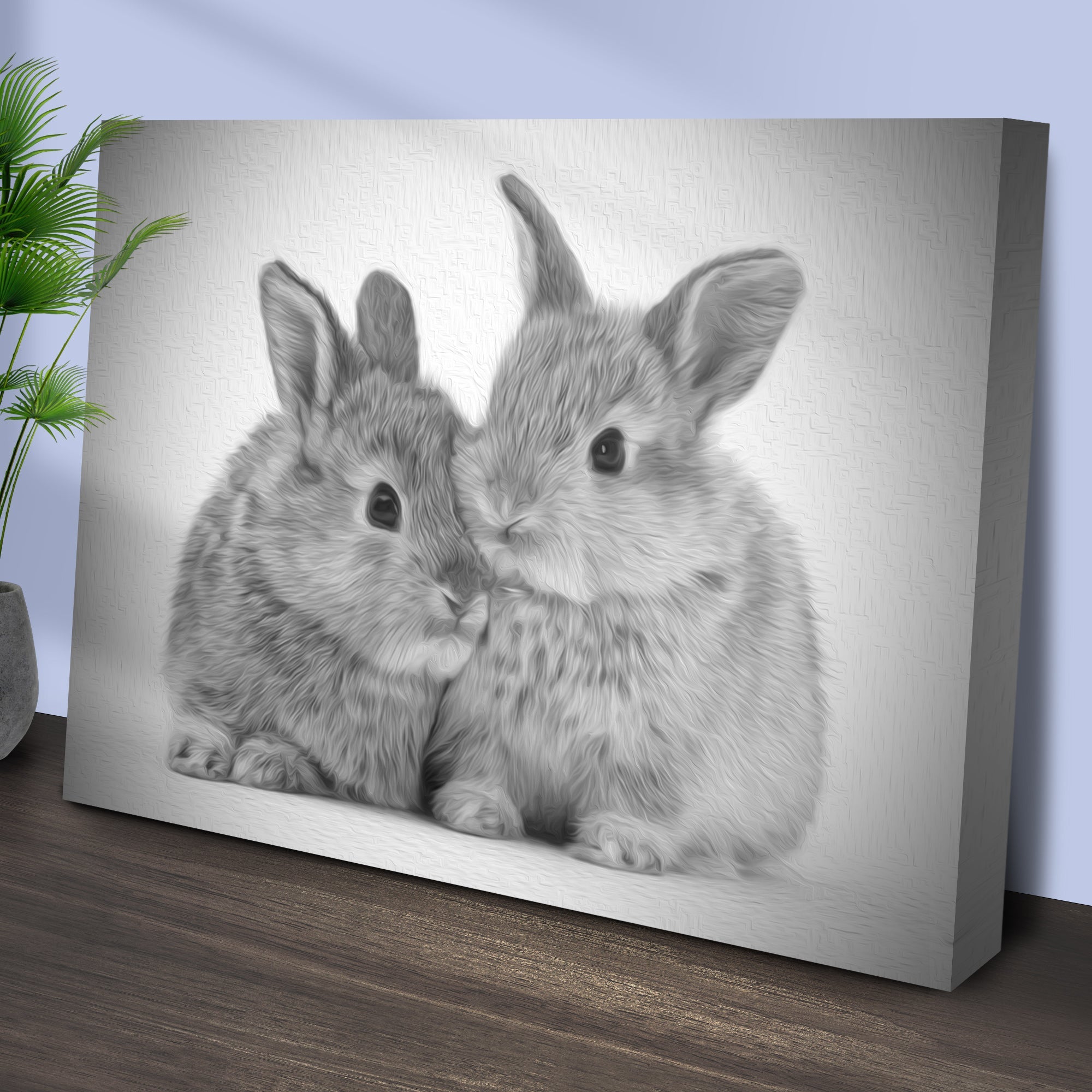Gray Rabbits Sketch Canvas Wall Art on sale at MyriadMart