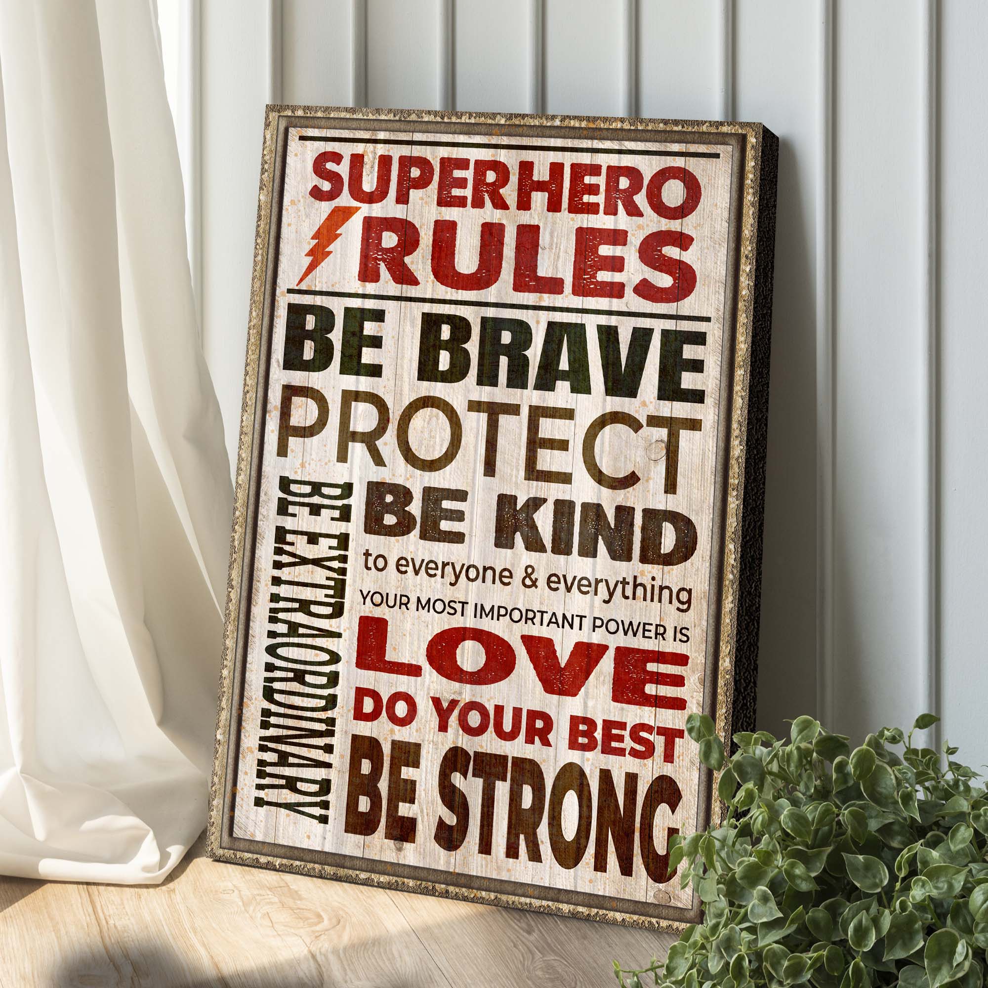 Your Most Important Power Is Love Superhero Rules Sign on sale at MyriadMart