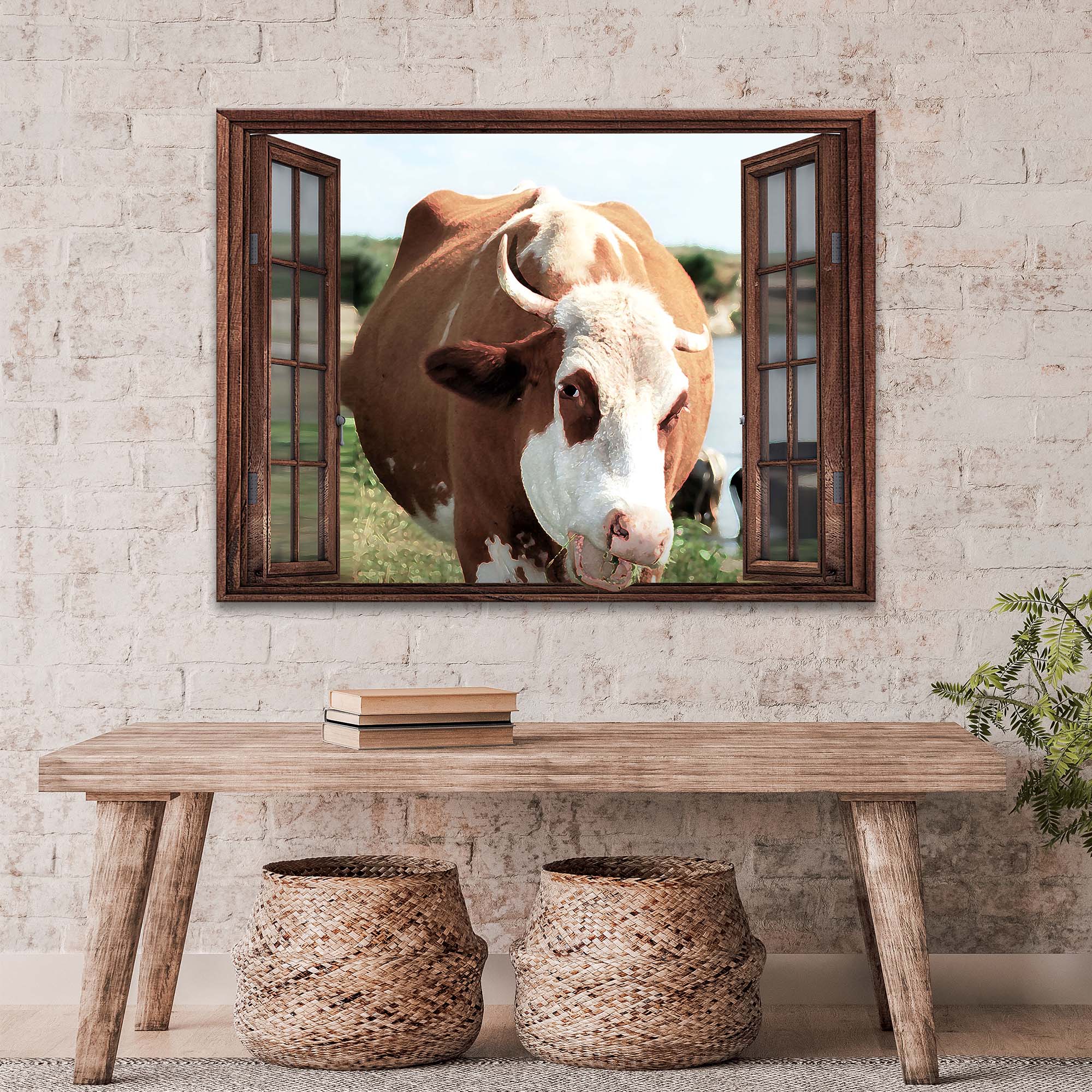 Cattle On Window Canvas Wall Art on sale at MyriadMart