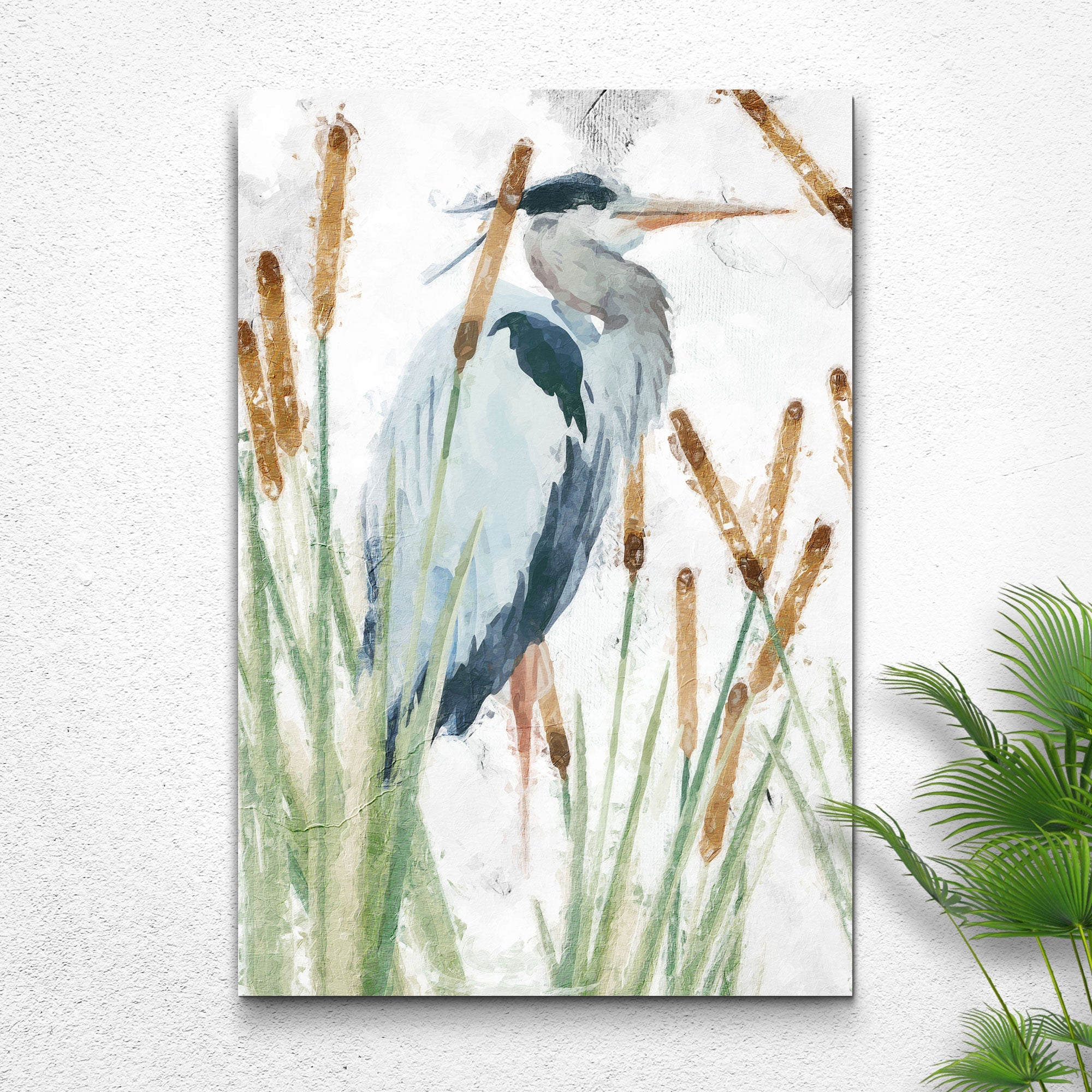 Heron In The Reeds Canvas Wall Art II on sale at MyriadMart