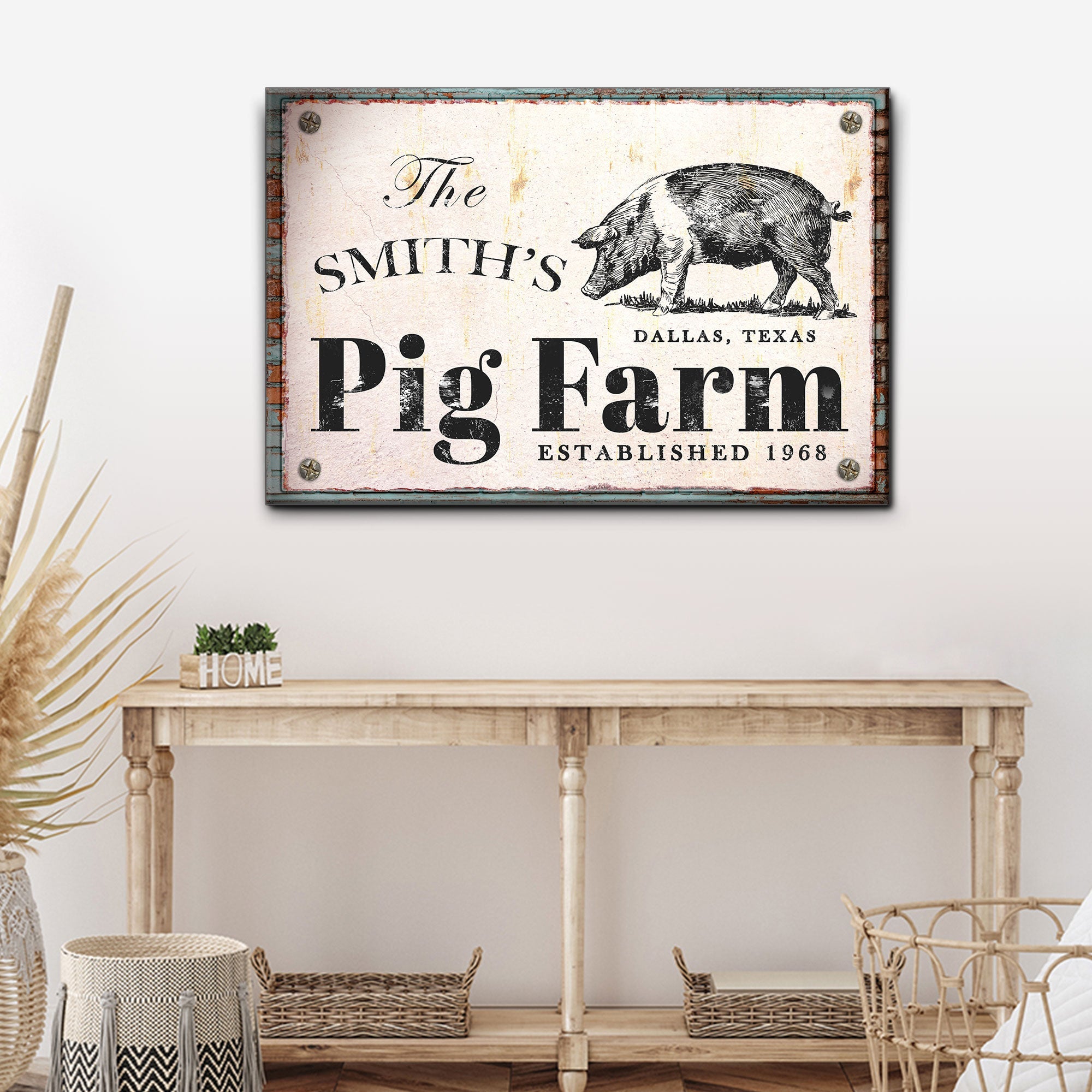 Rustic Pig Farm Sign II on sale at MyriadMart