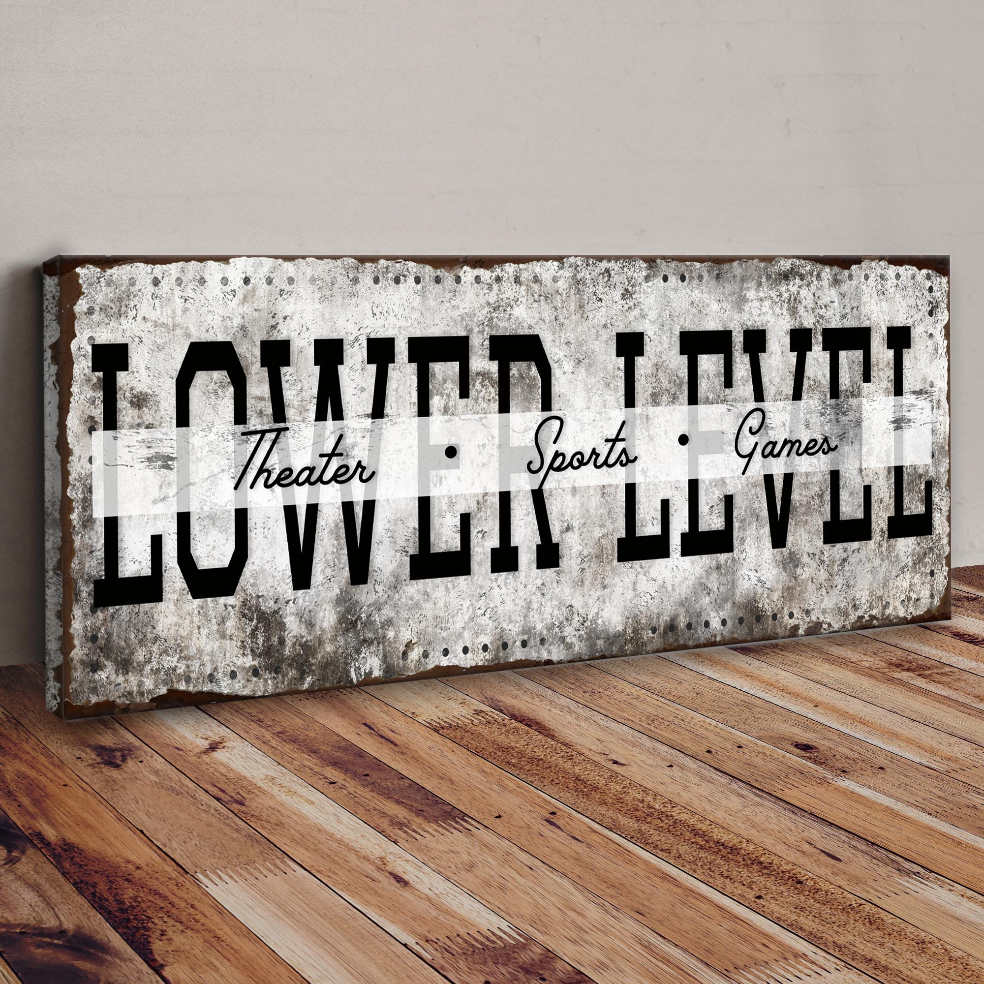 Lower Level Theater Sports Games Basement Bar Sign on sale at MyriadMart