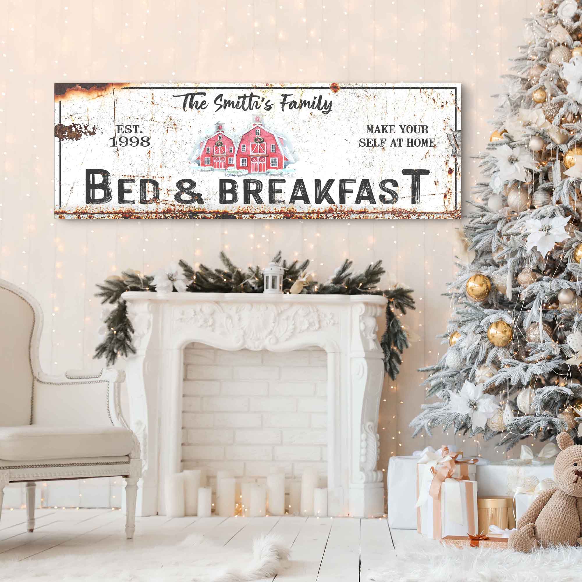 Christmas Bed & Breakfast Sign on sale at MyriadMart