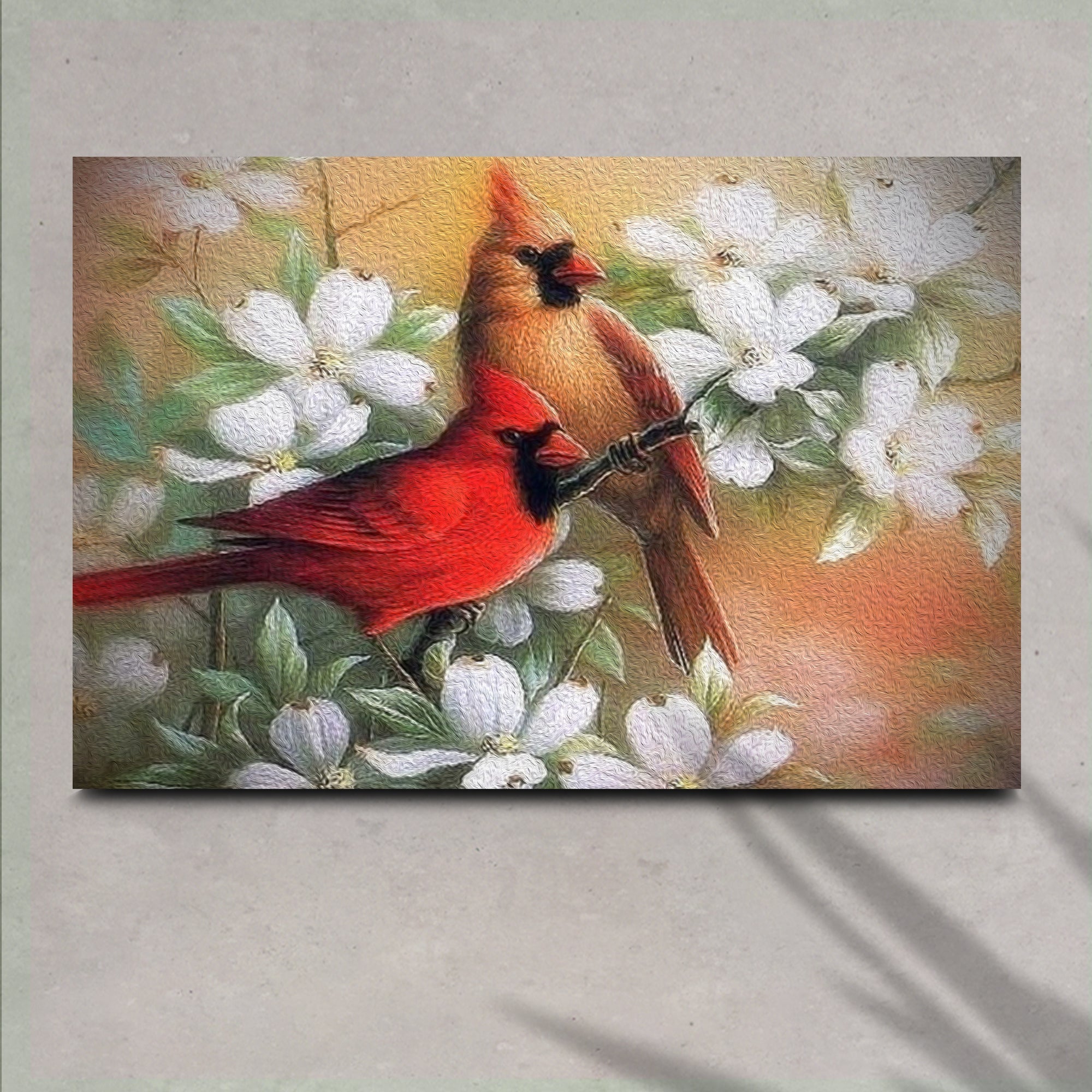 Cardinals on Dogwood Painting Canvas Wall Art on sale at MyriadMart