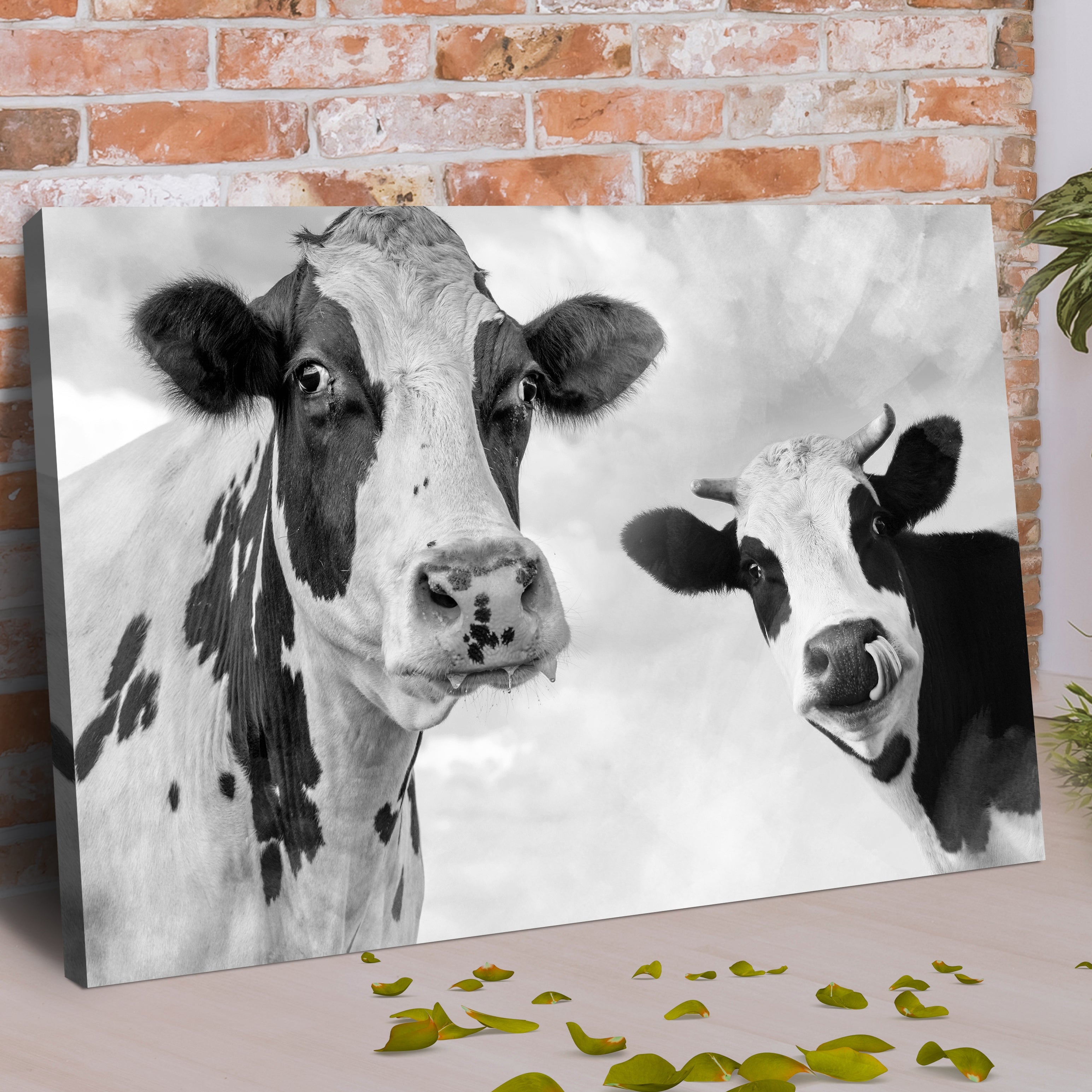 Monochrome Holstein Cows Canvas Wall Art on sale at MyriadMart