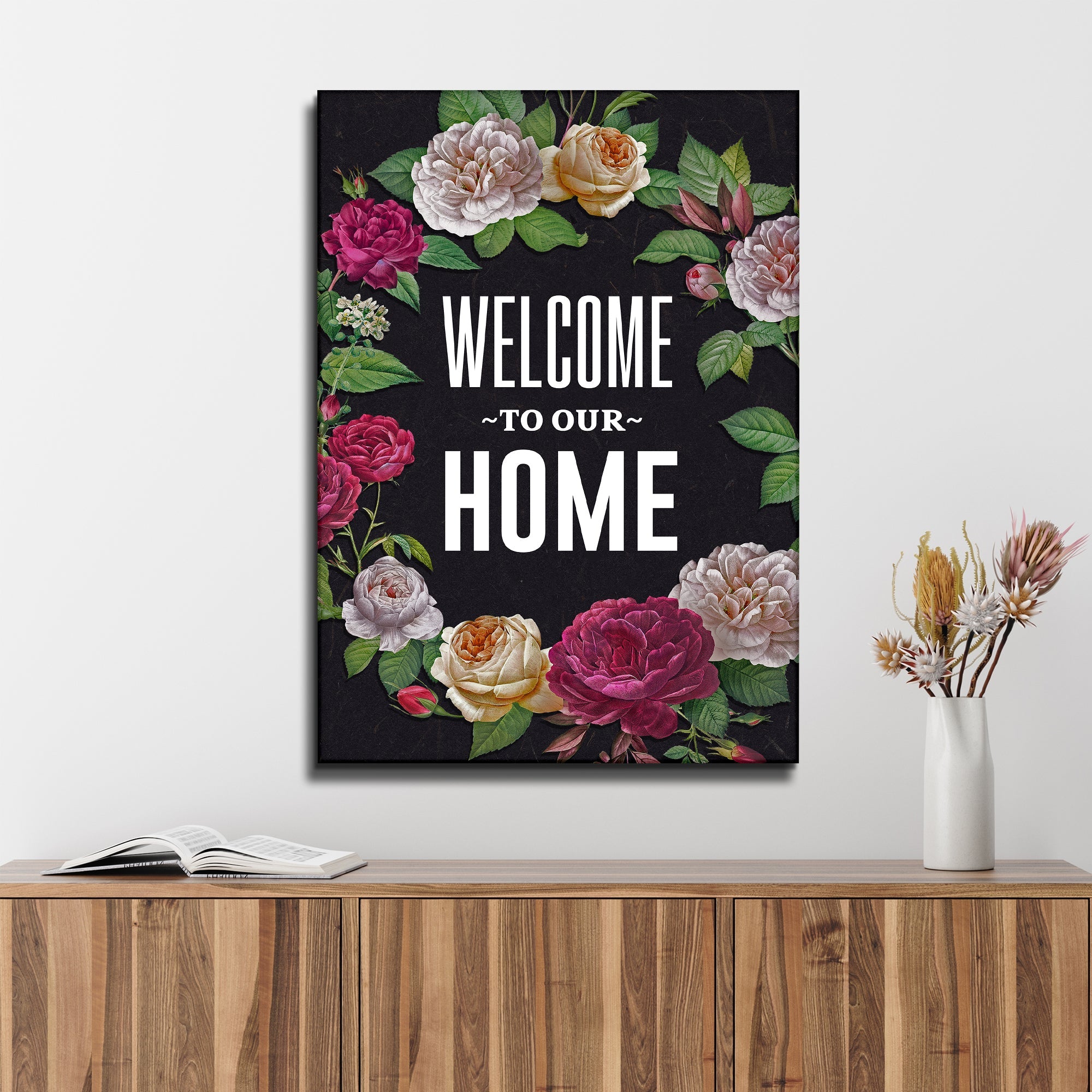 Welcome To Our Home Floral Entryway Sign on sale at MyriadMart