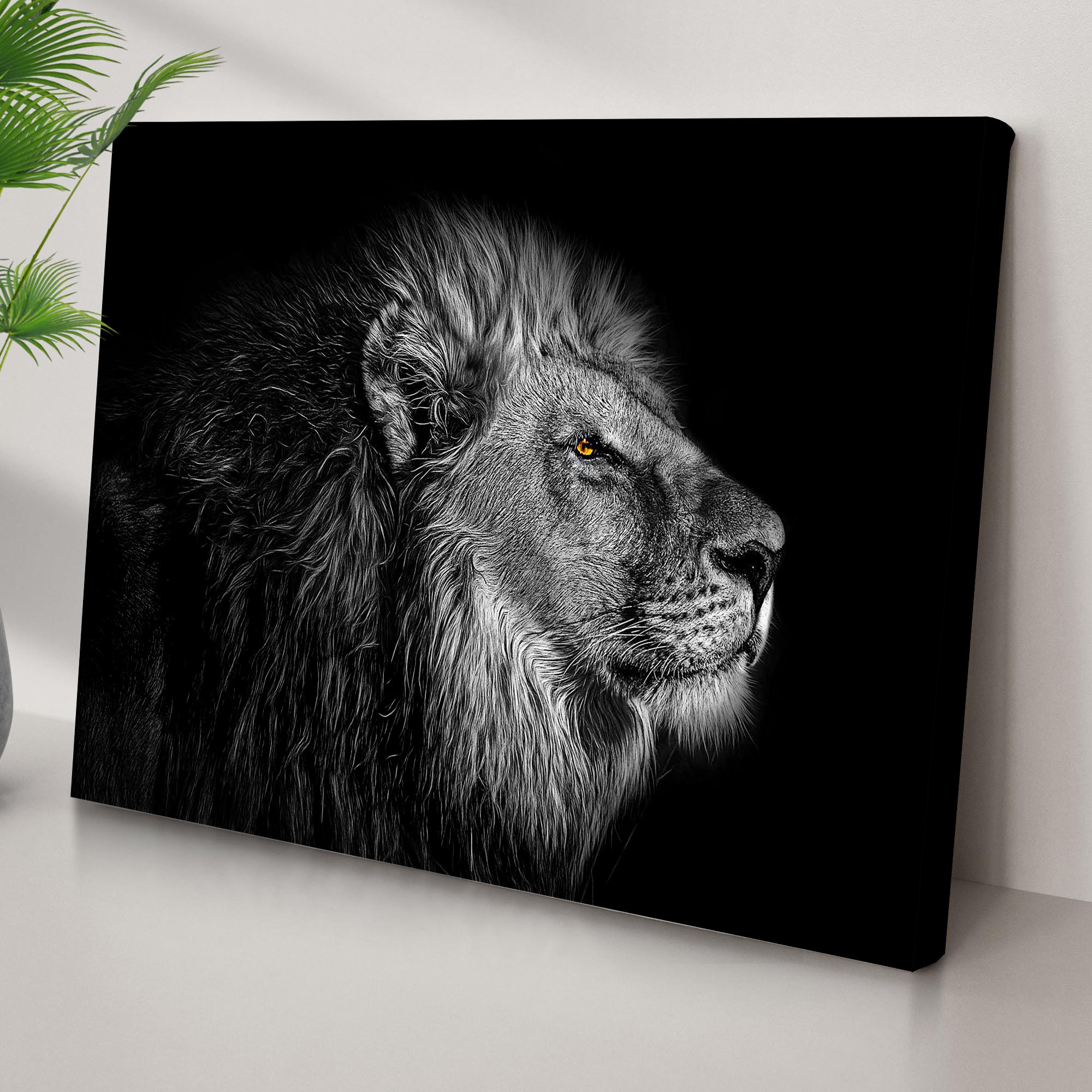 Black And White Lion Head Canvas Wall Art on sale at MyriadMart