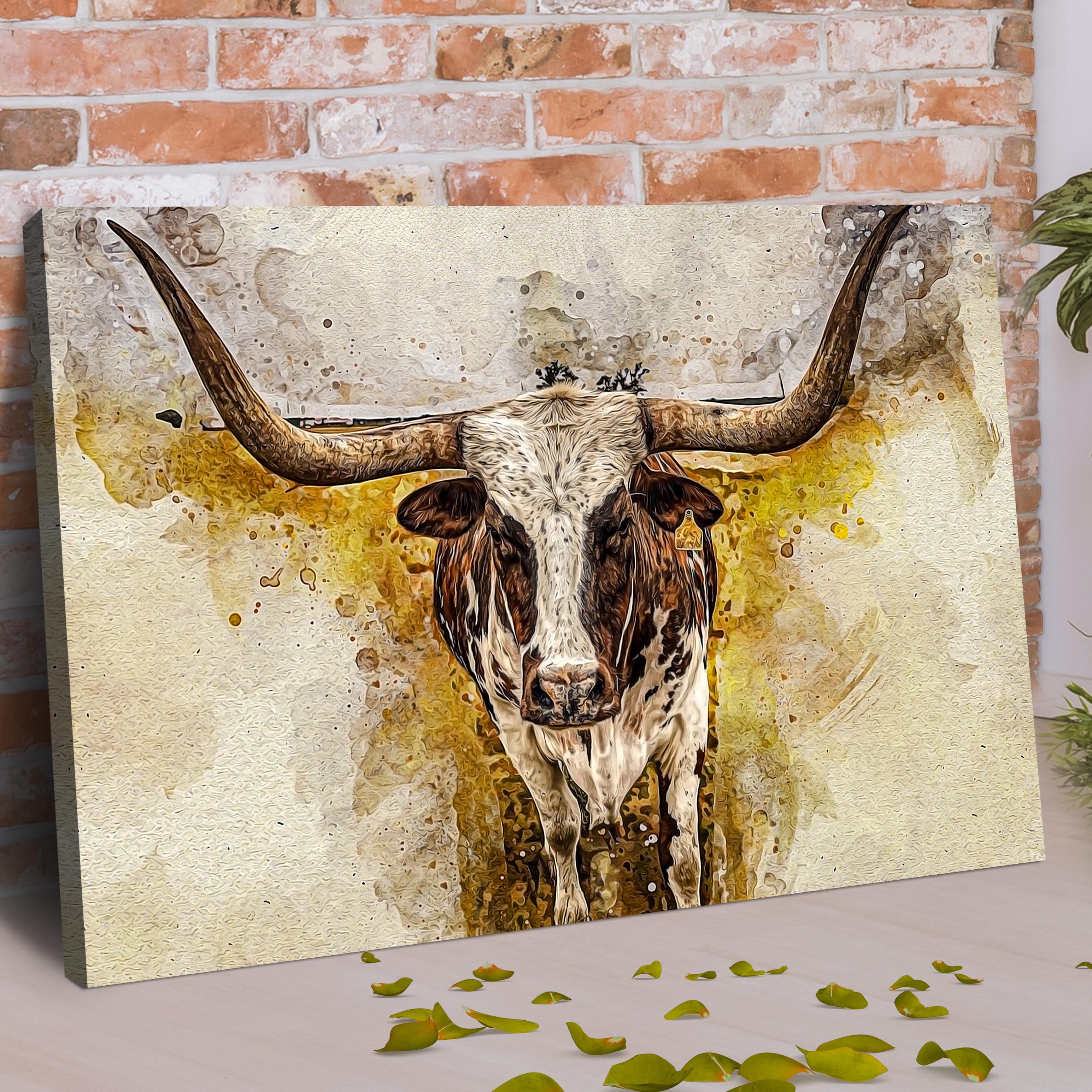 Texas Longhorn Watercolor Like Canvas Wall Art on sale at MyriadMart