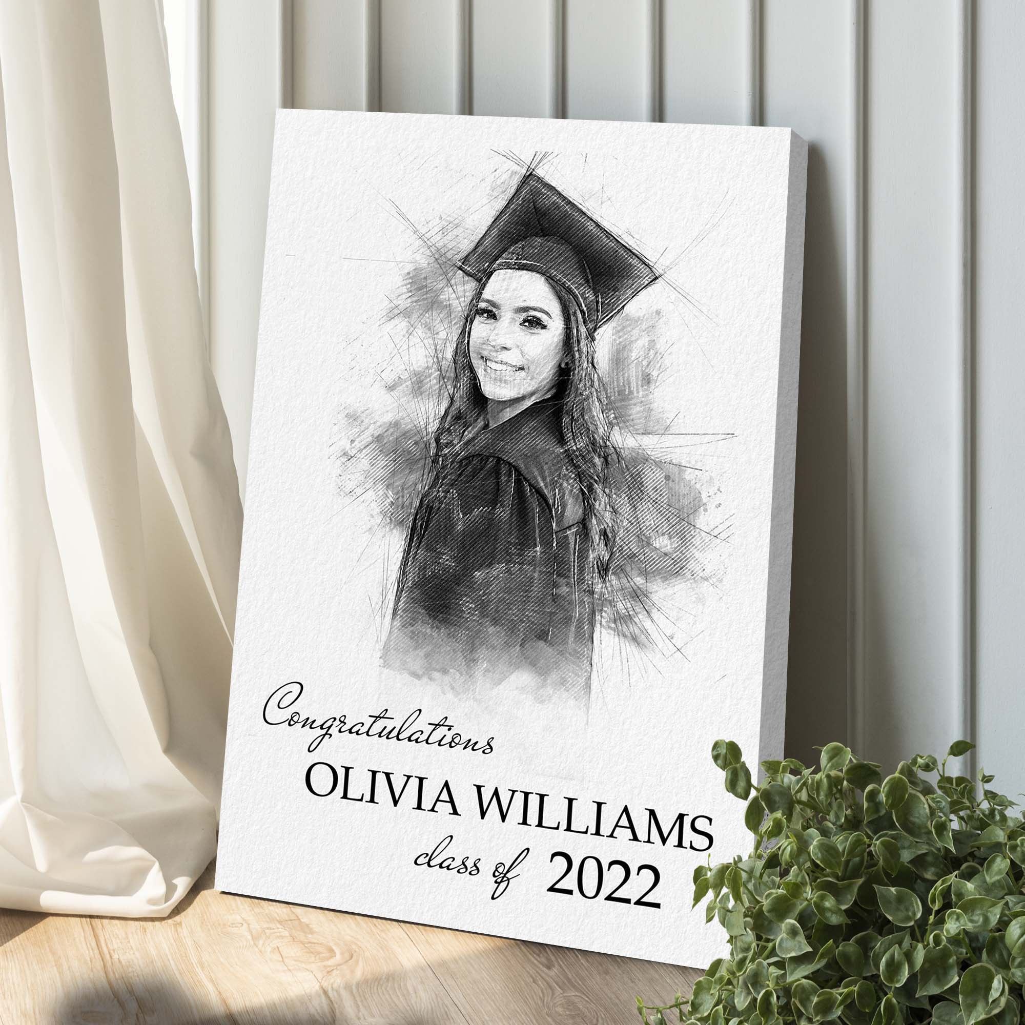 Graduation Photo Pencil Sketch Portrait Sign on sale at MyriadMart