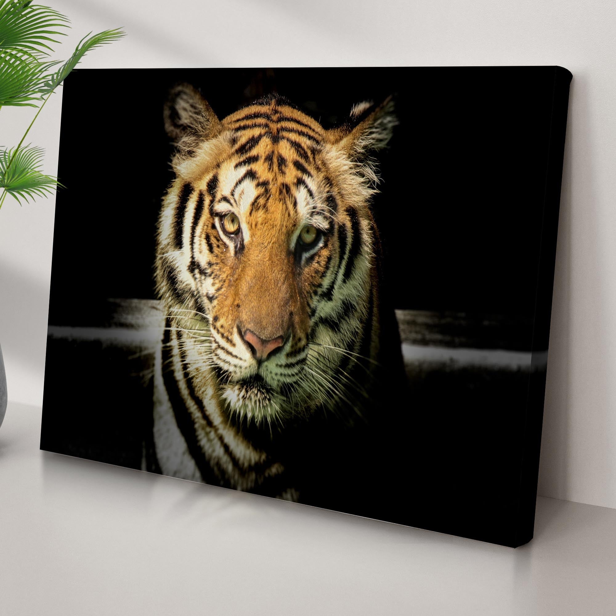 Lurking Tiger In The Dark Canvas Wall Art on sale at MyriadMart