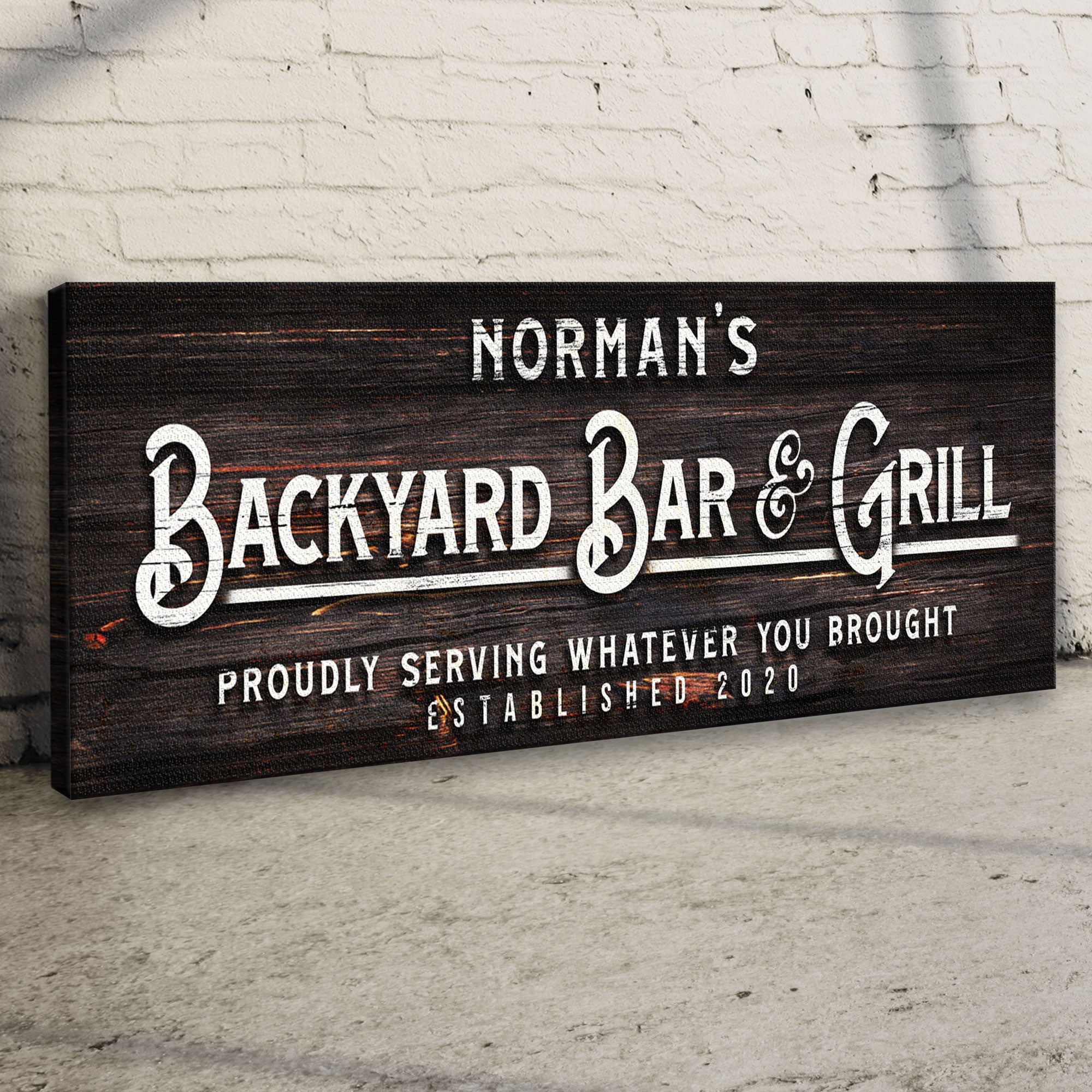 Custom Backyard Bar and Grill Sign: Custom Bar Signs for Home Bar – Perfect for Outdoor Man Cave Decor on sale at MyriadMart