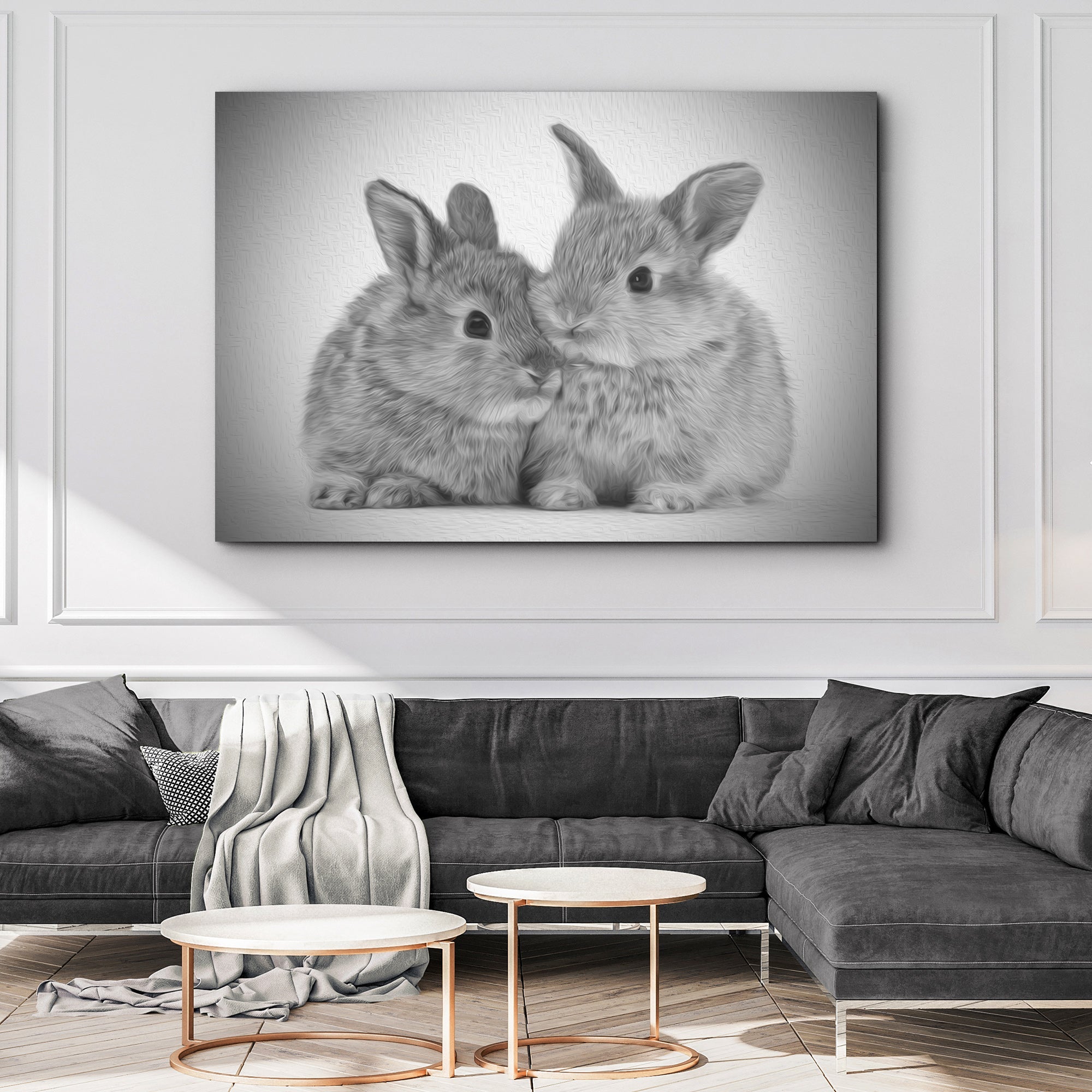 Gray Rabbits Sketch Canvas Wall Art on sale at MyriadMart