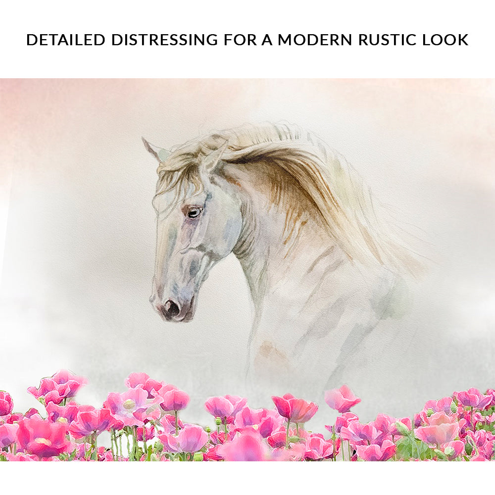 Floral White Horse Canvas Wall Art on sale at MyriadMart
