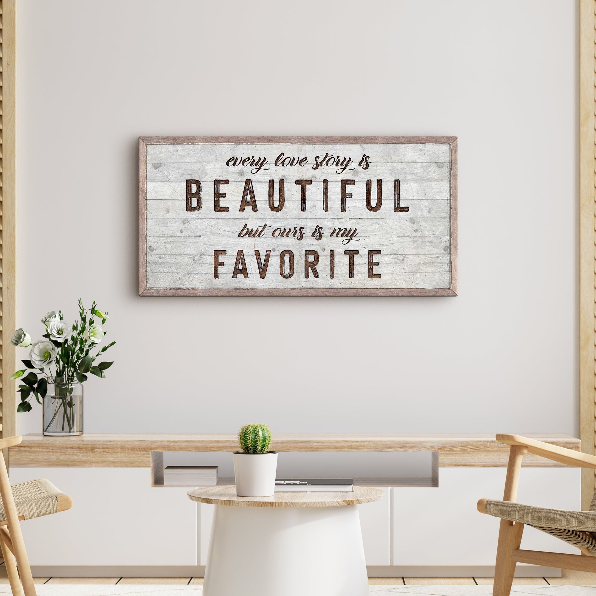 Every Love Story Is Beautiful Sign on sale at MyriadMart