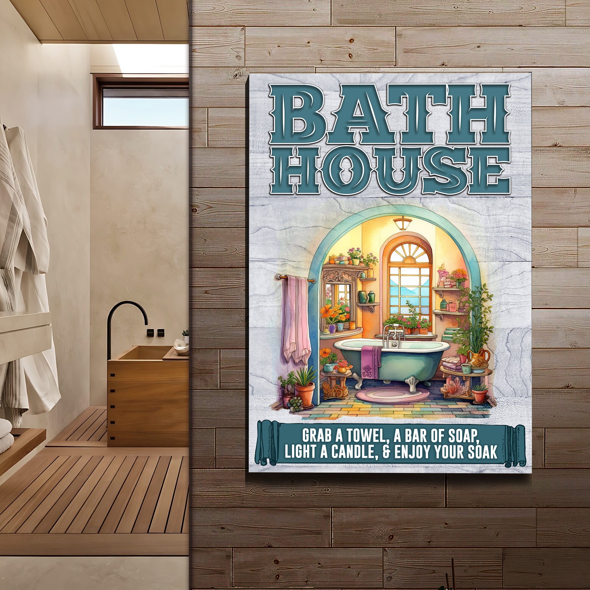 Enjoy Your Soak Bath House Sign on sale at MyriadMart
