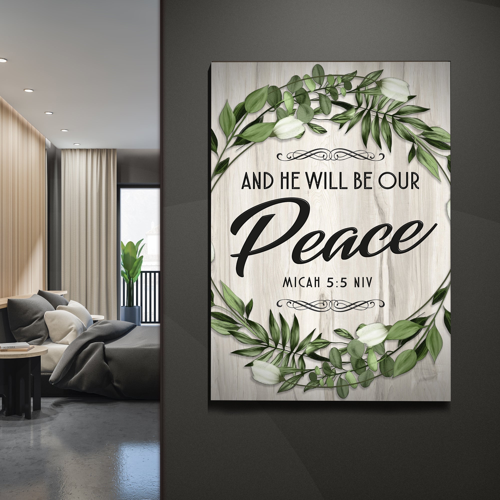 Micah 5:5 NIV - And He Will Be Our Peace Scripture Sign on sale at MyriadMart