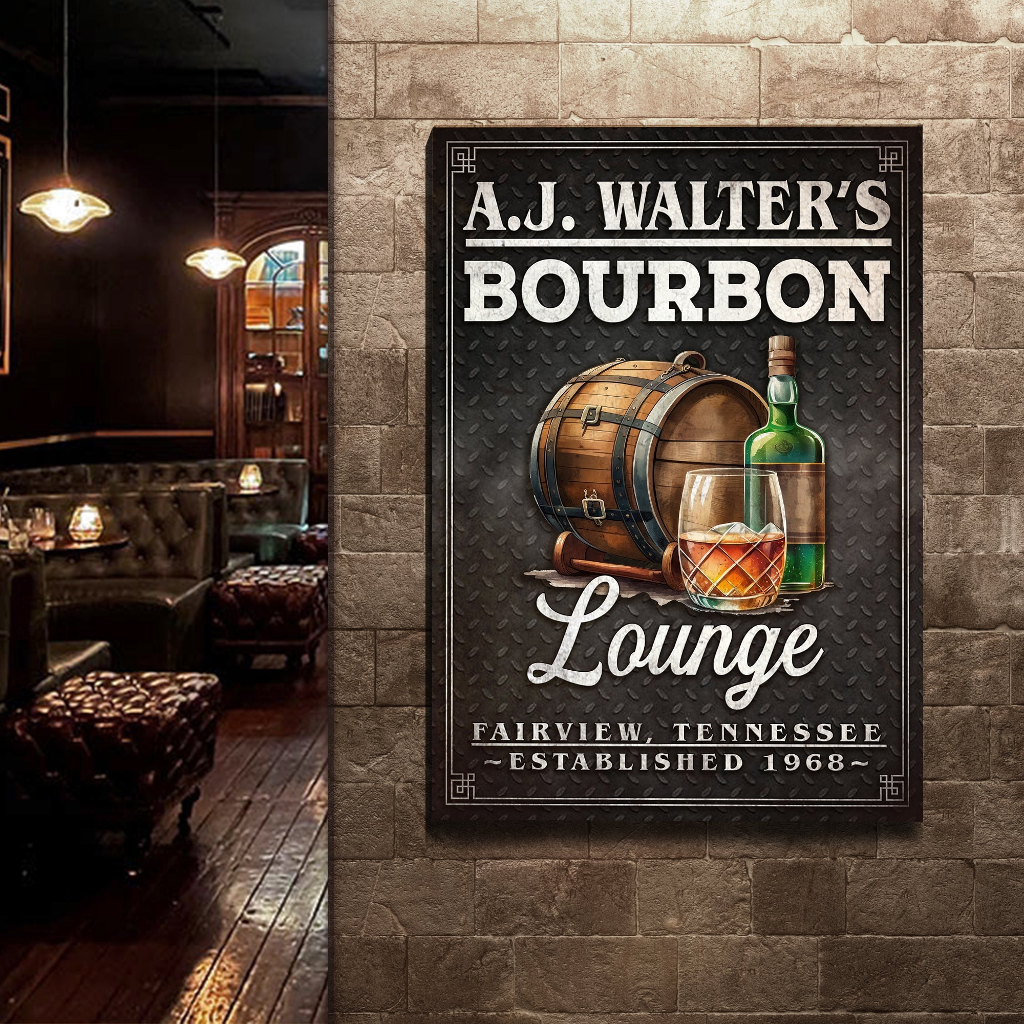 Bourbon Lounge Sign on sale at MyriadMart