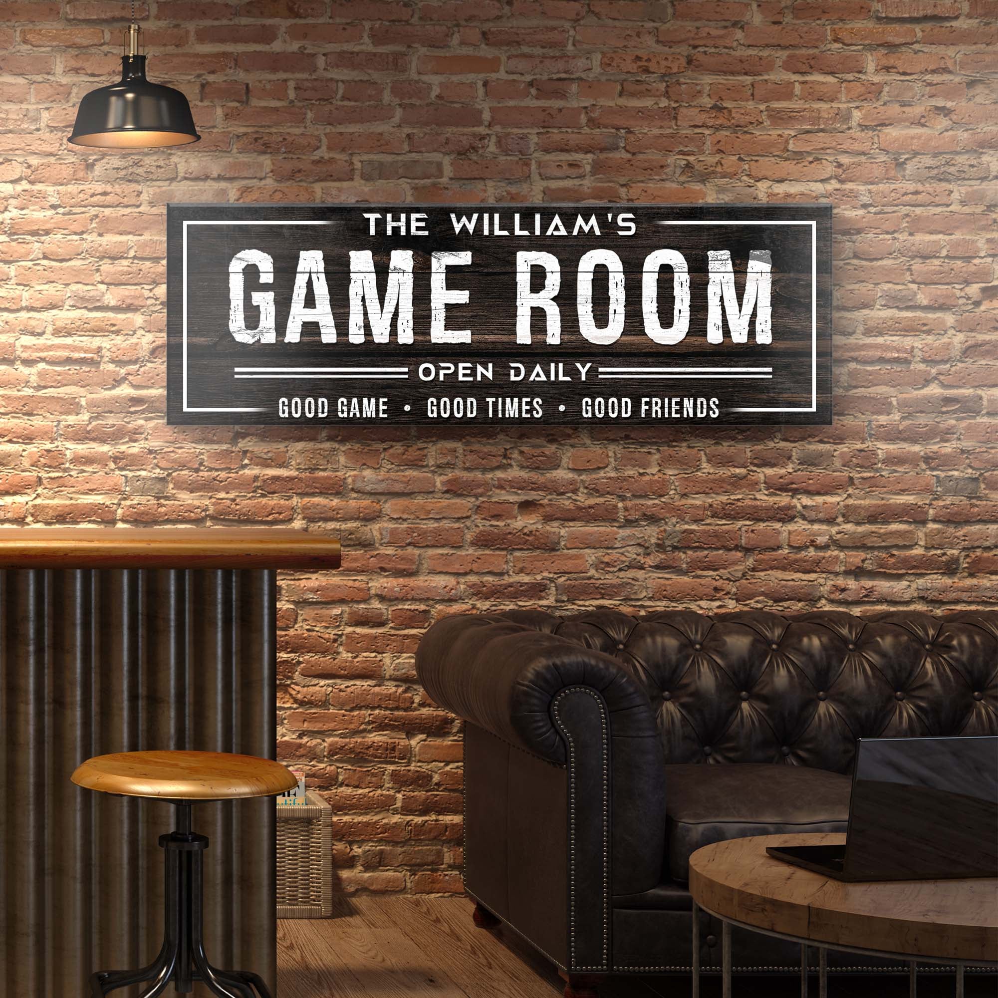 Game Room Dark Wood Sign on sale at MyriadMart
