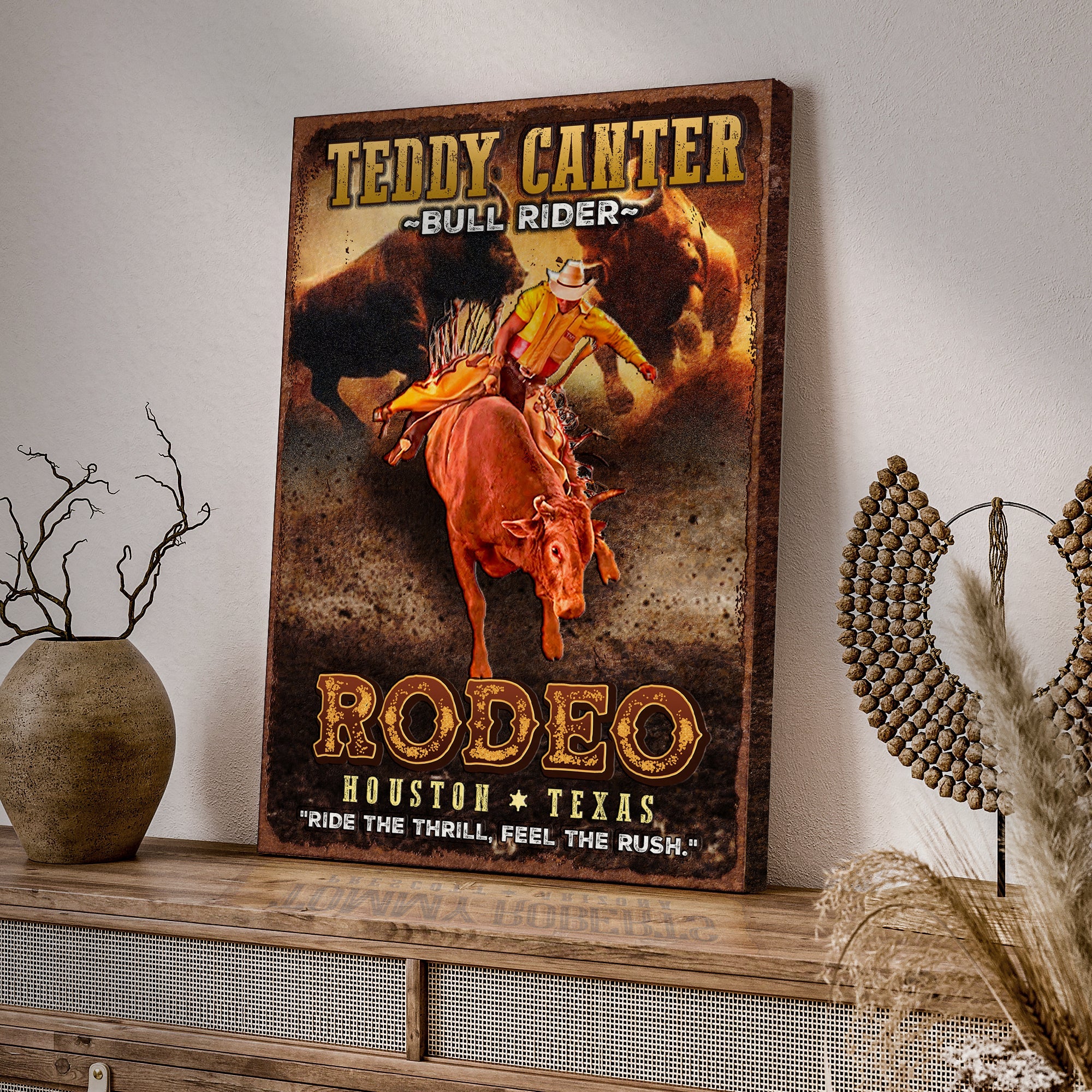 Cowboy Rodeo Bull Rider Sign on sale at MyriadMart