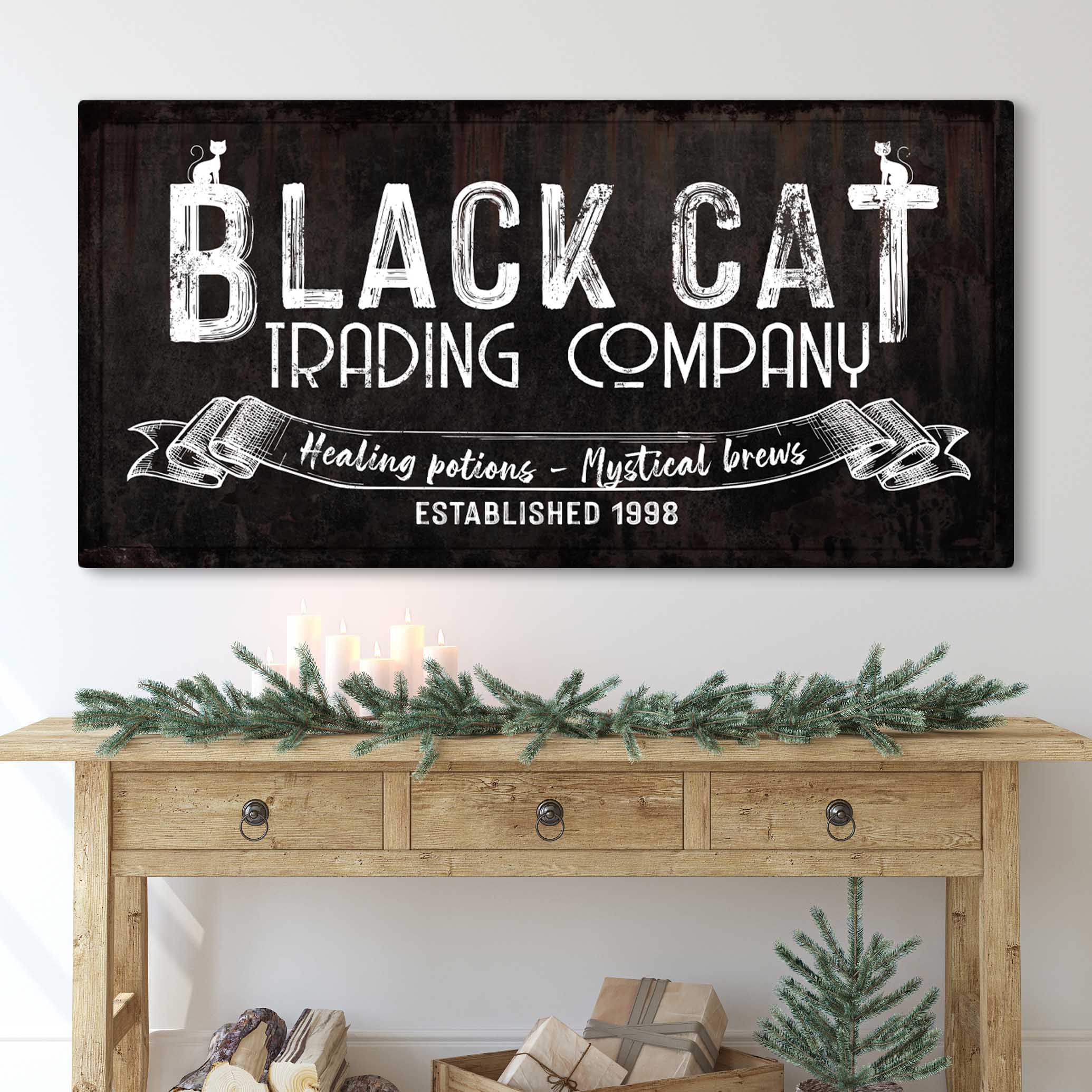 Black Cat Trading Company Sign on sale at MyriadMart