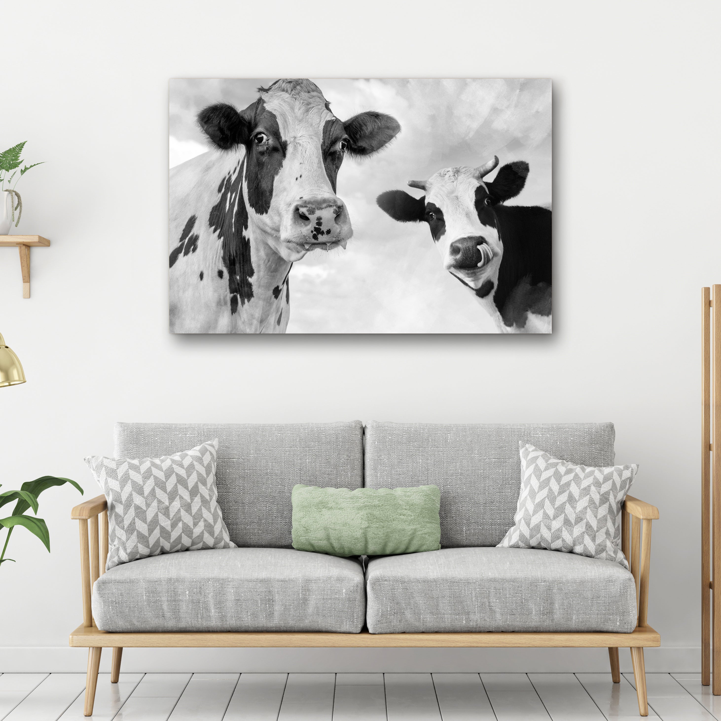 Monochrome Holstein Cows Canvas Wall Art on sale at MyriadMart