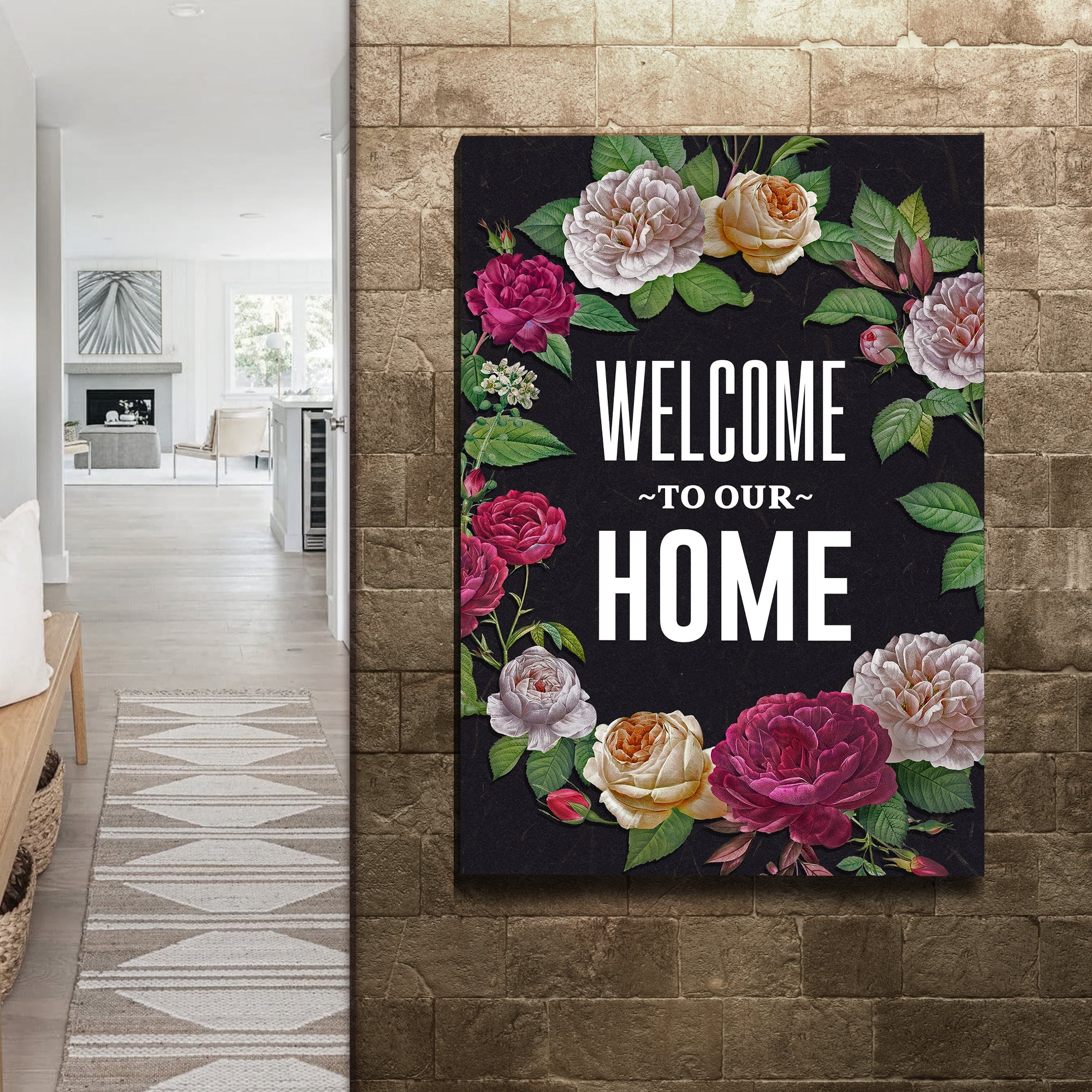 Welcome To Our Home Floral Entryway Sign on sale at MyriadMart