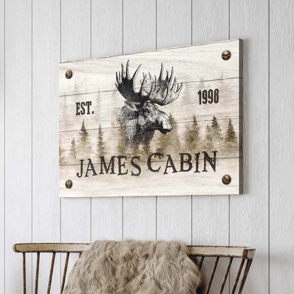 Family Moose Cabin Sign on sale at MyriadMart