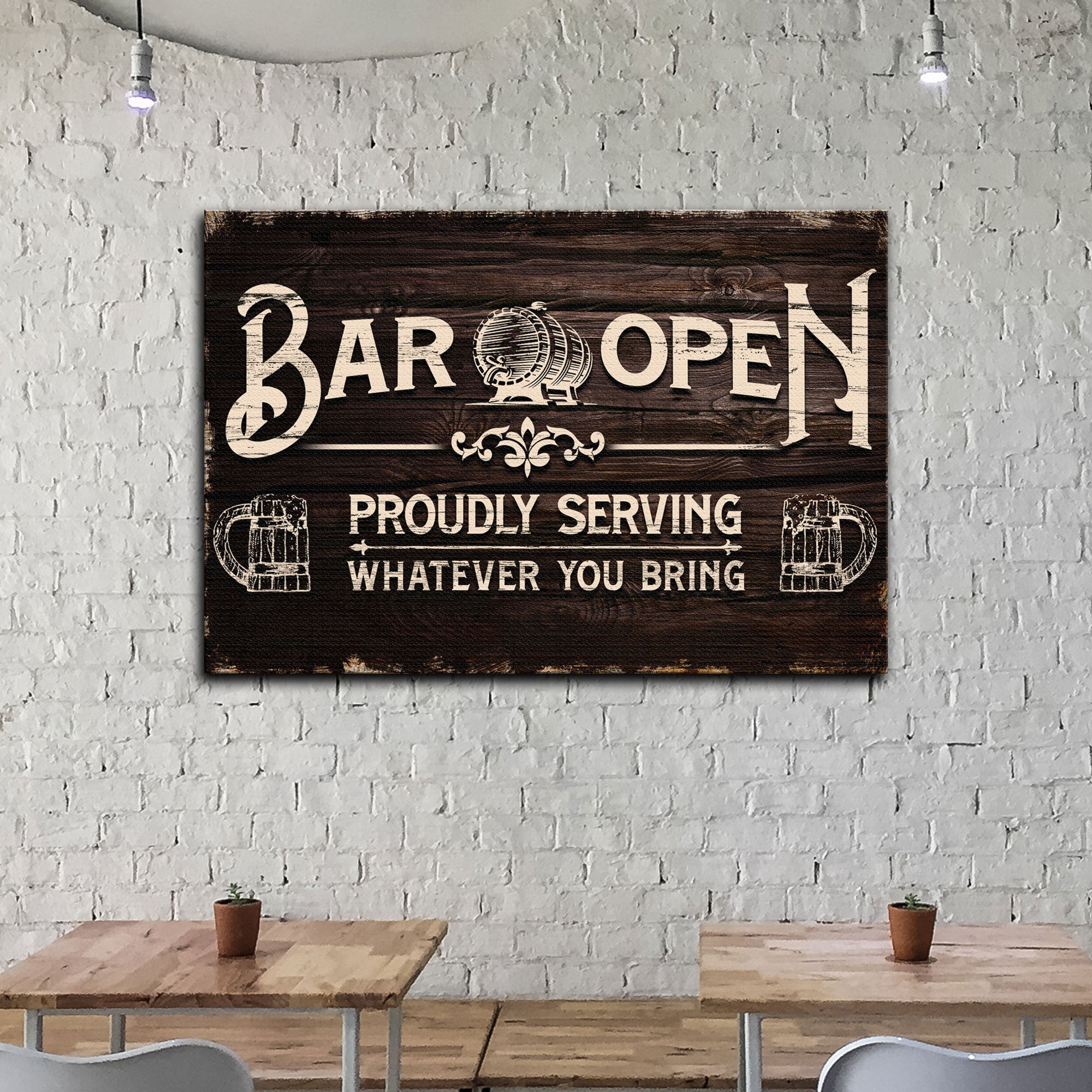 Bar Open Proudly Serving Whatever You Bring Sign on sale at MyriadMart