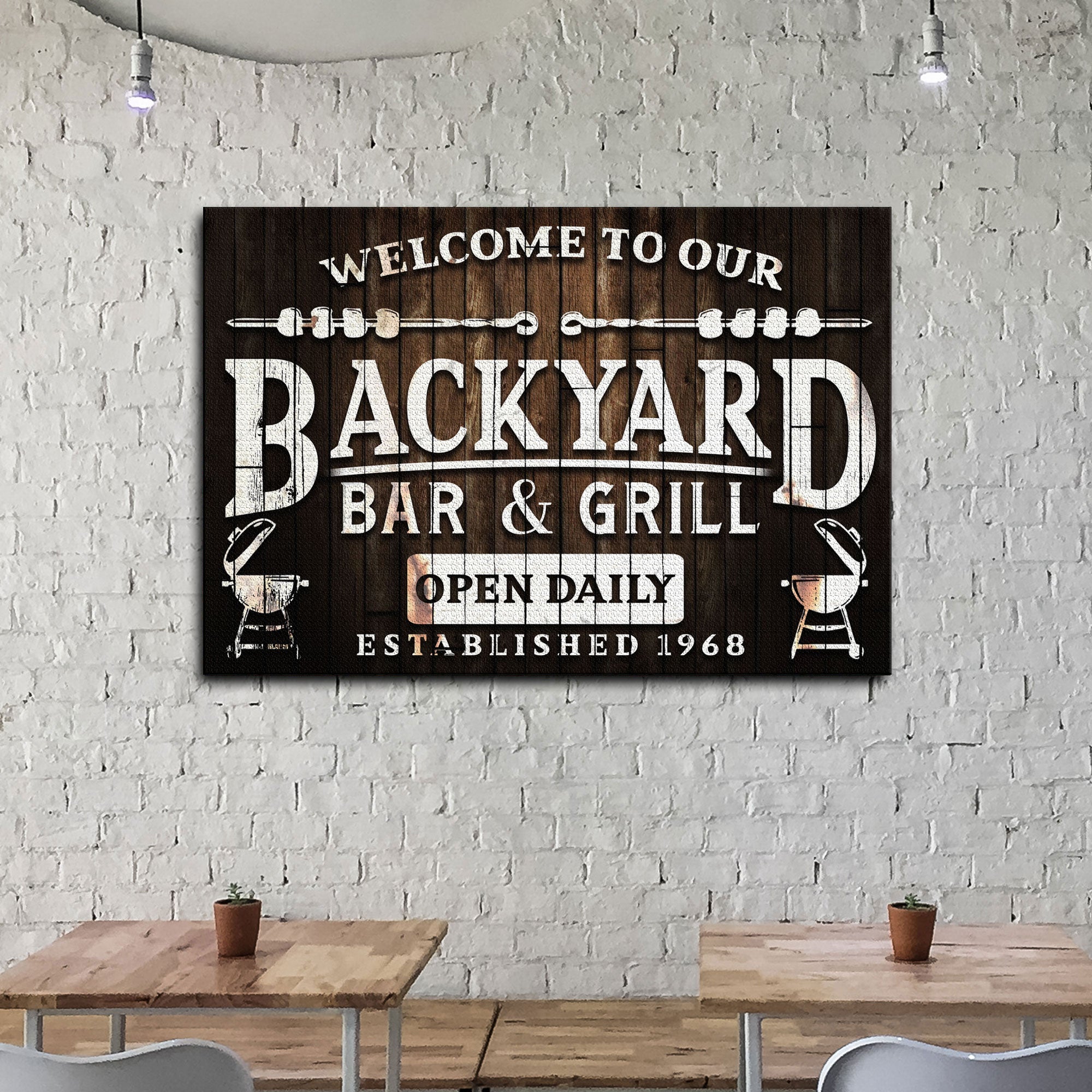 Welcome To Our Backyard Bar And Grill Sign on sale at MyriadMart