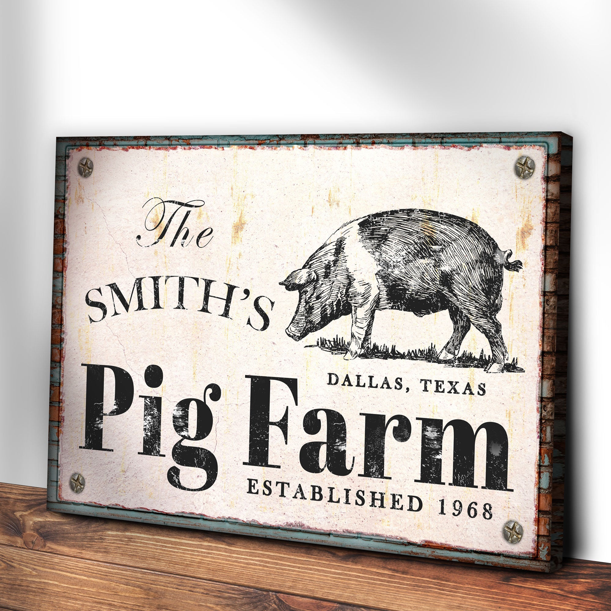 Rustic Pig Farm Sign II on sale at MyriadMart
