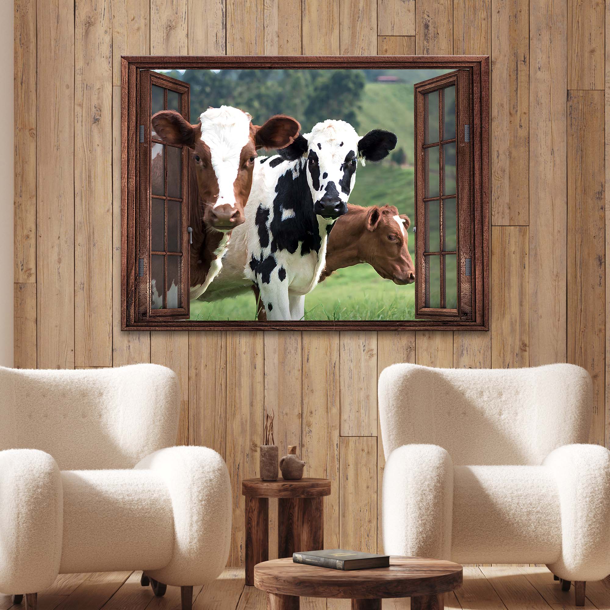Cattle On Window Canvas Wall Art on sale at MyriadMart