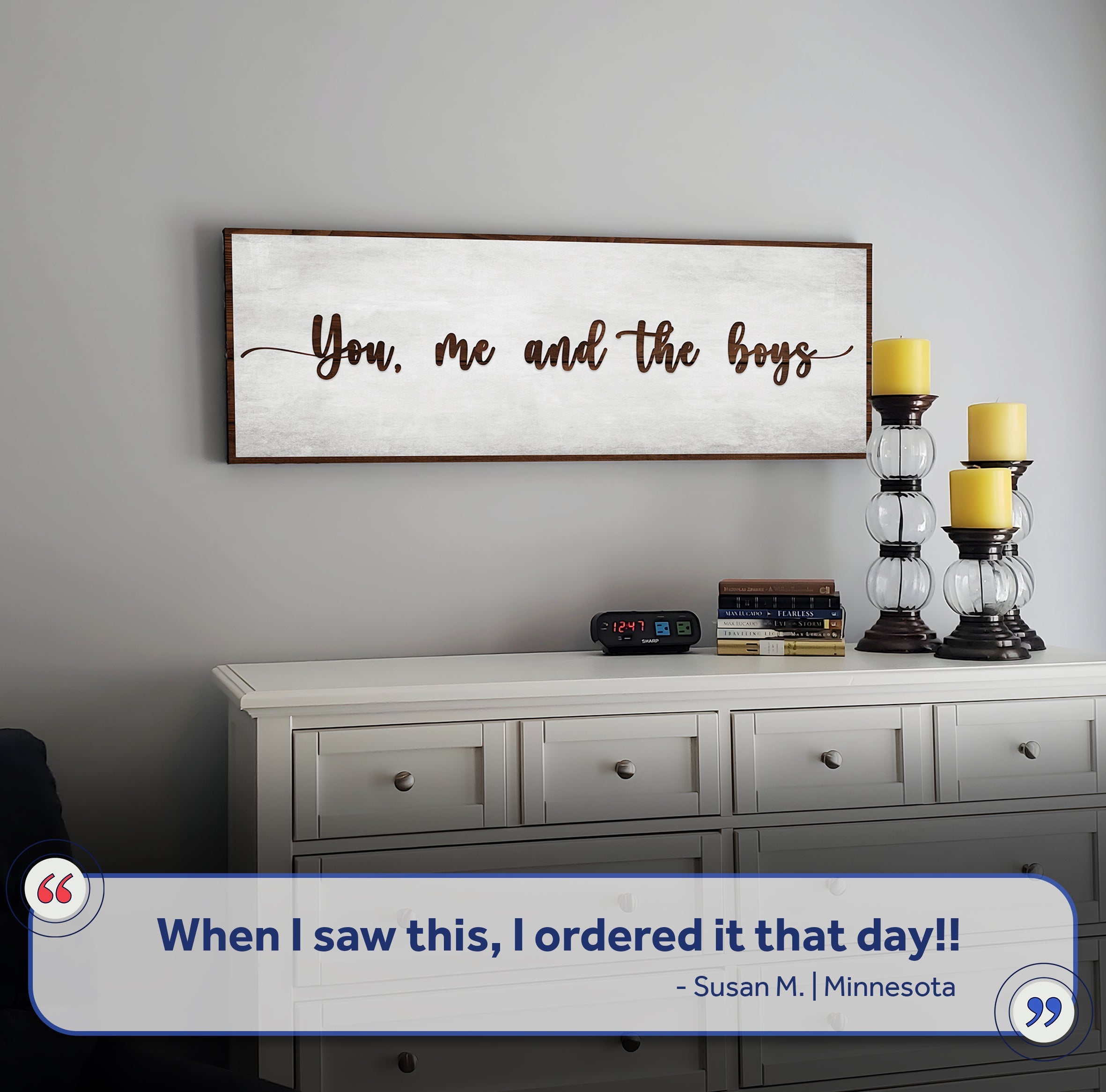 You, Me, And The Boys Sign V on sale at MyriadMart