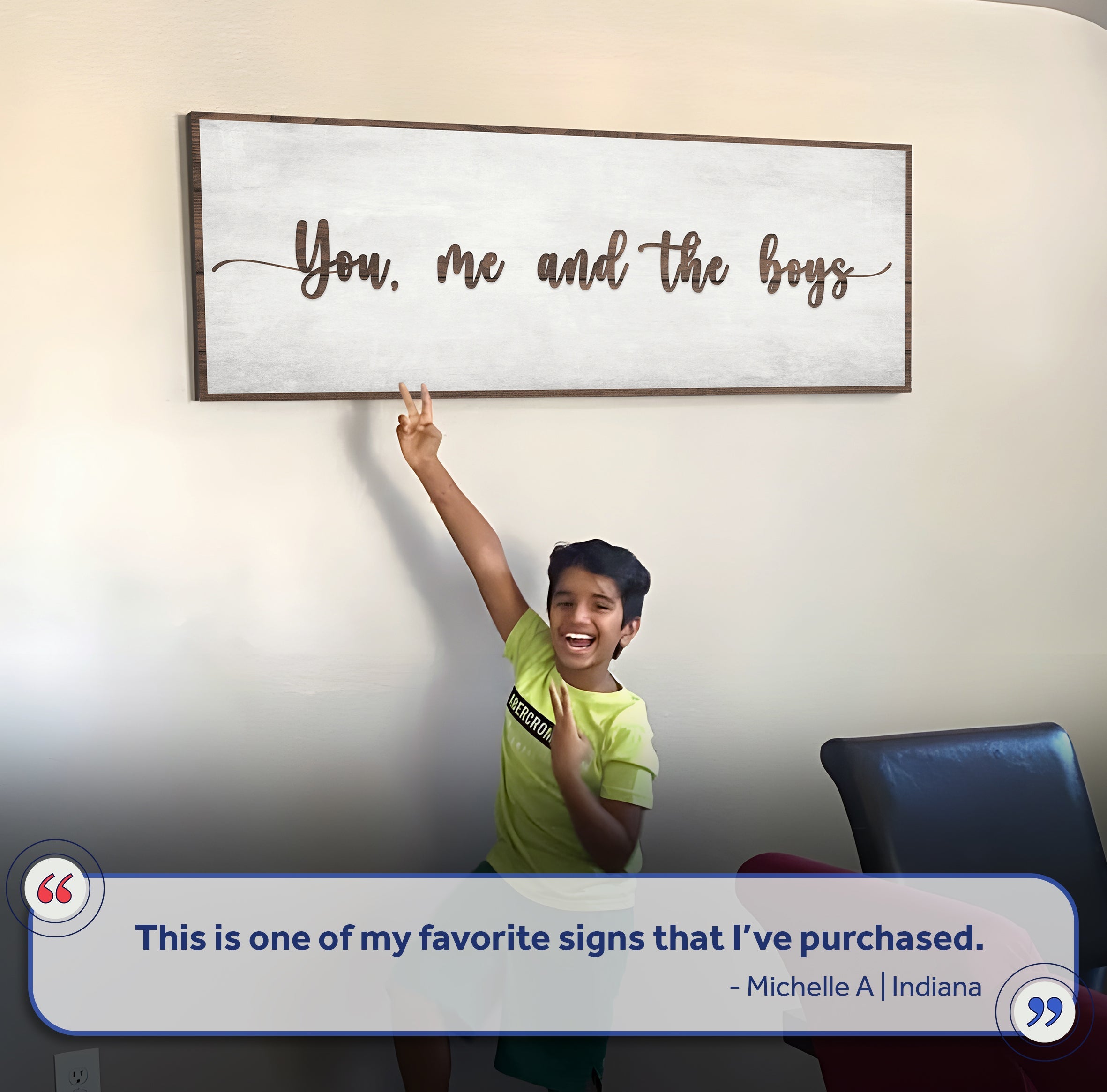 You, Me, And The Boys Sign V on sale at MyriadMart