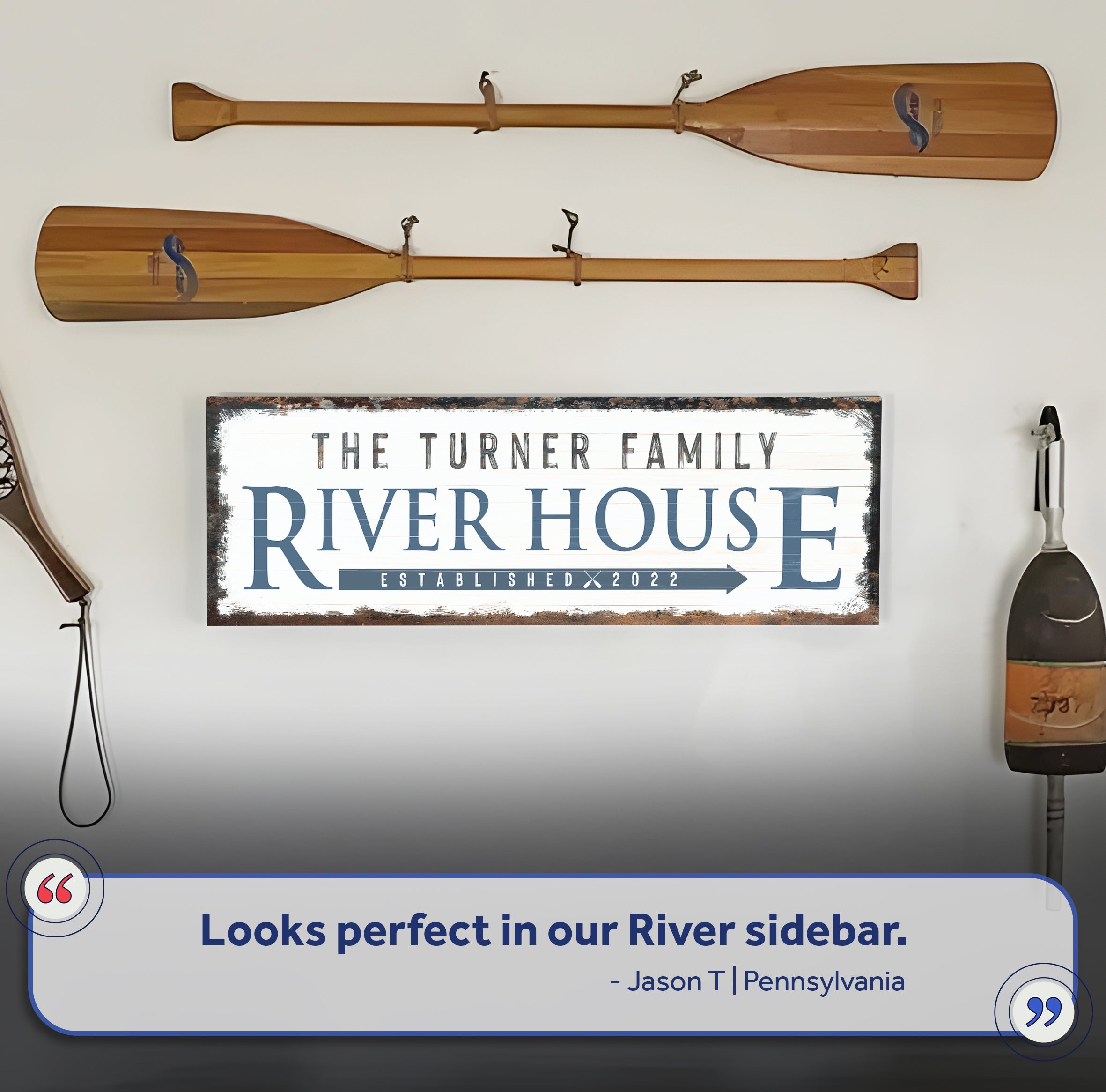 Family River House Arrow Sign on sale at MyriadMart