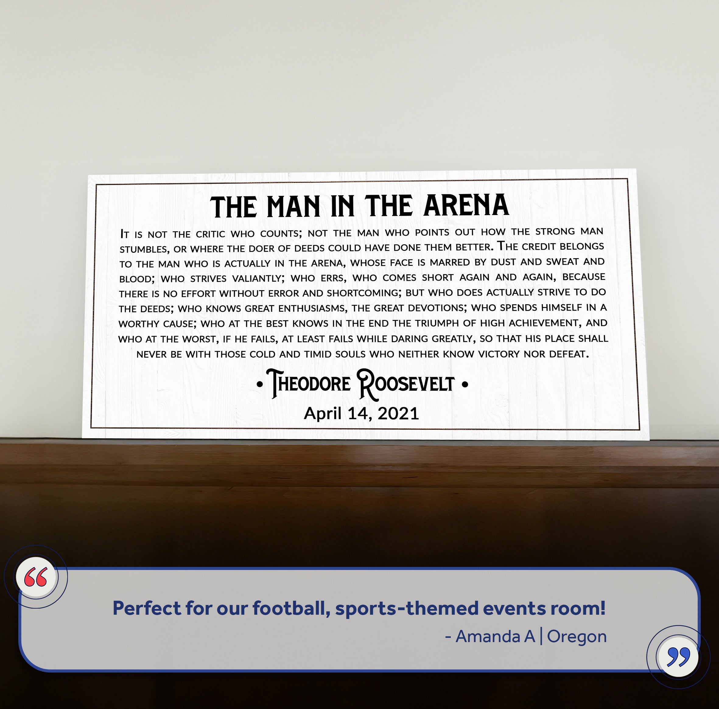 The Man In The Arena Sign VIII on sale at MyriadMart