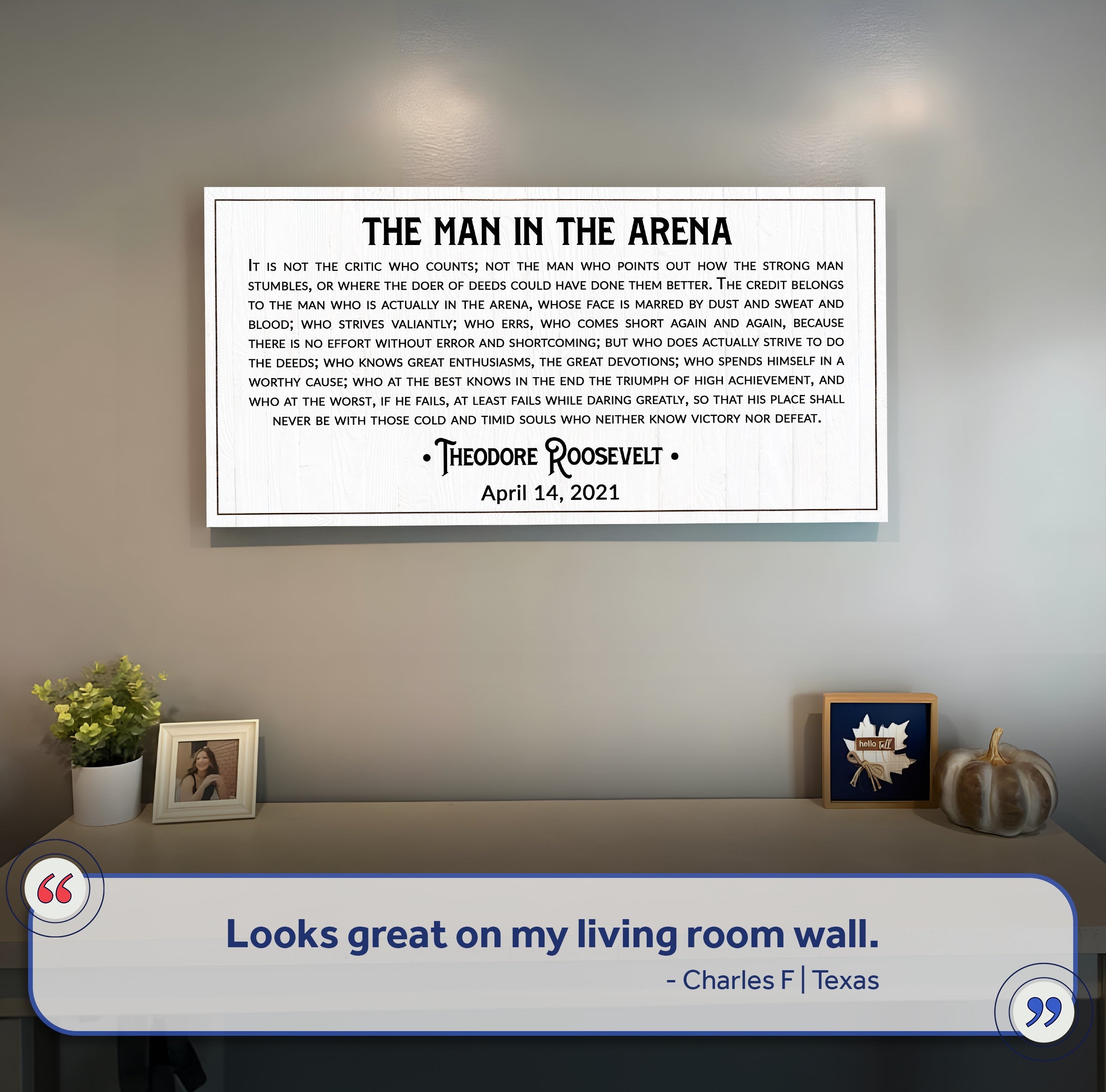The Man In The Arena Sign VIII on sale at MyriadMart