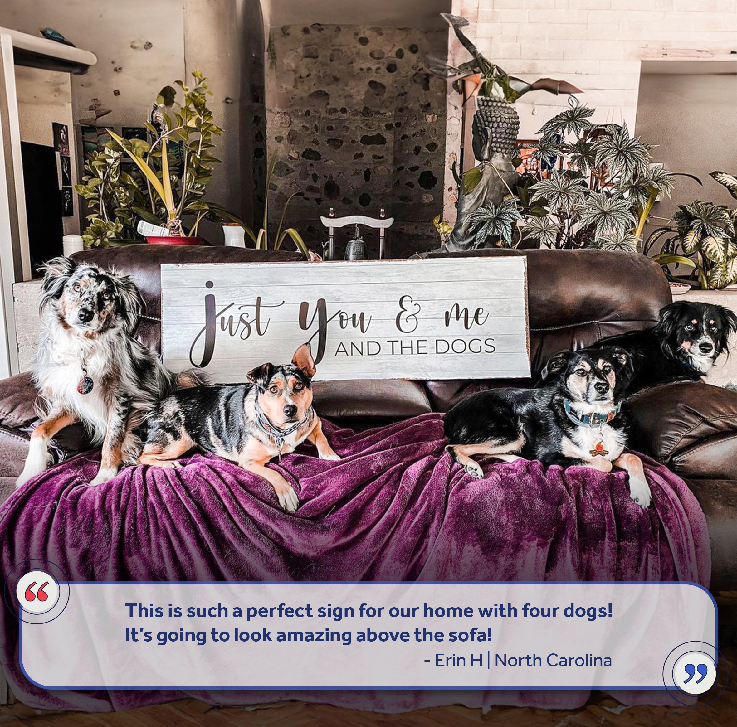 Just You, Me, And The Dogs Sign on sale at MyriadMart