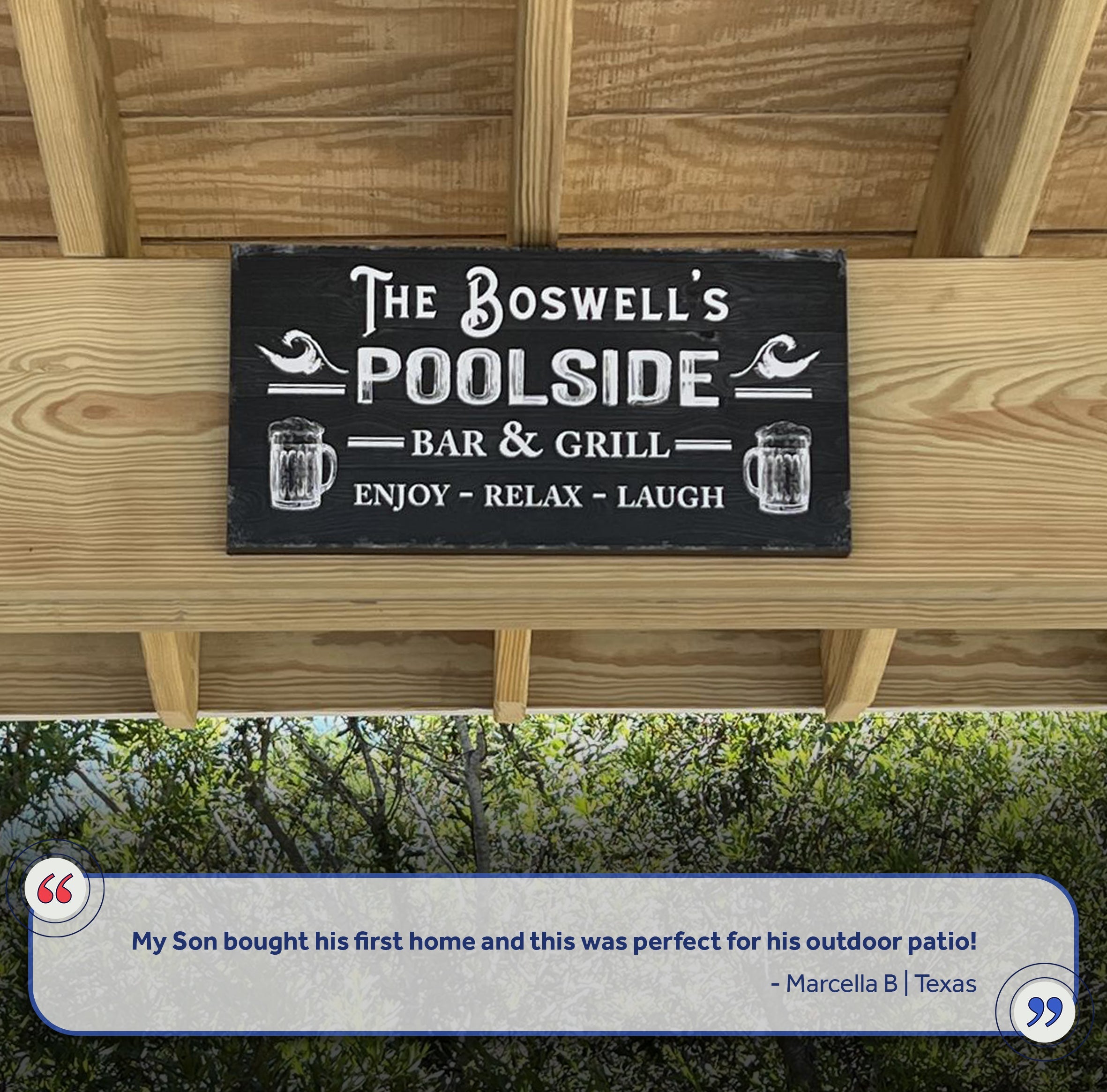 Personalized Poolside Bar And Grill Sign II on sale at MyriadMart