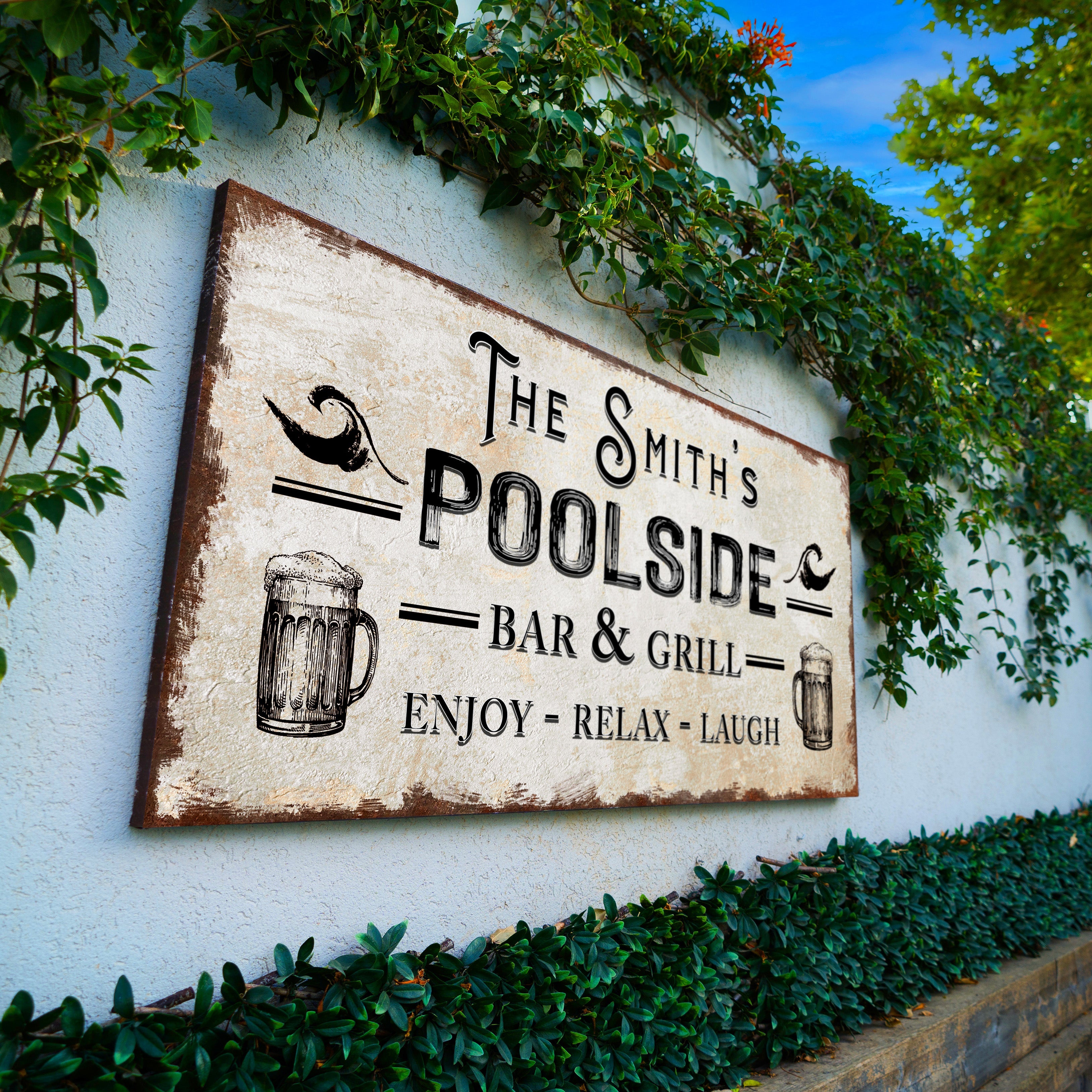 Personalized Poolside Bar And Grill Sign on sale at MyriadMart