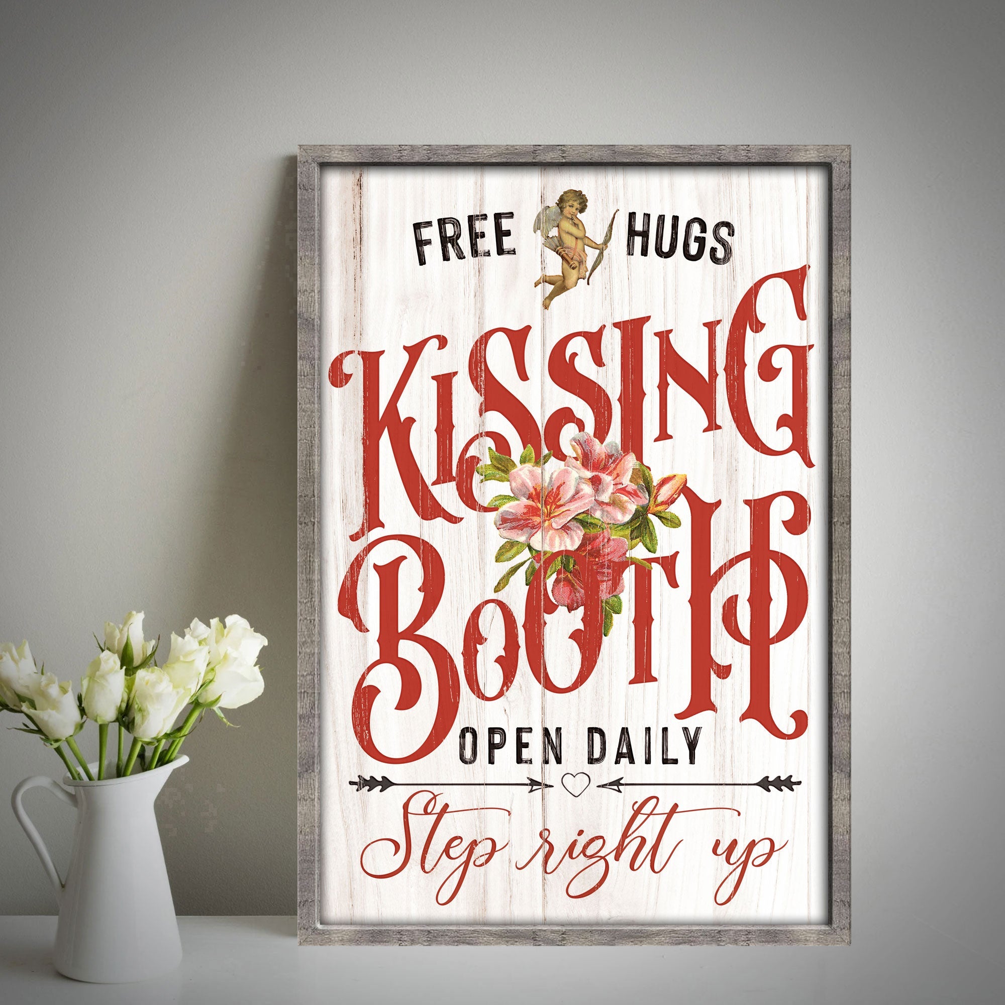 Valentines Day Kissing Booth Sign on sale at MyriadMart