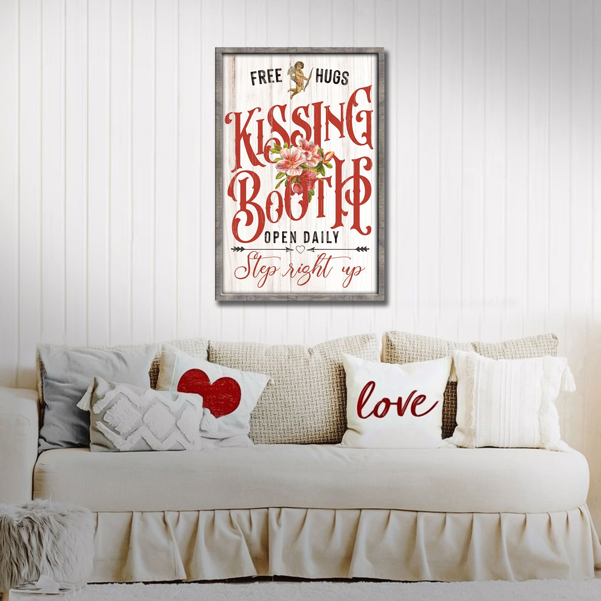 Valentines Day Kissing Booth Sign on sale at MyriadMart