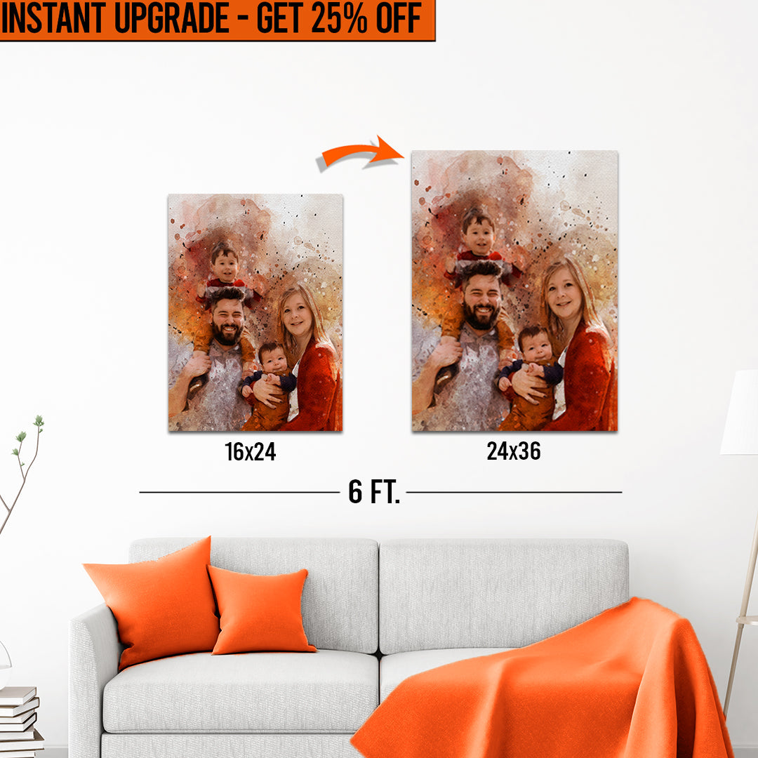 Upgrade Your 16x24 Inches 'Family Watercolor Portrait' Canvas To 24x36 Inches on sale at MyriadMart