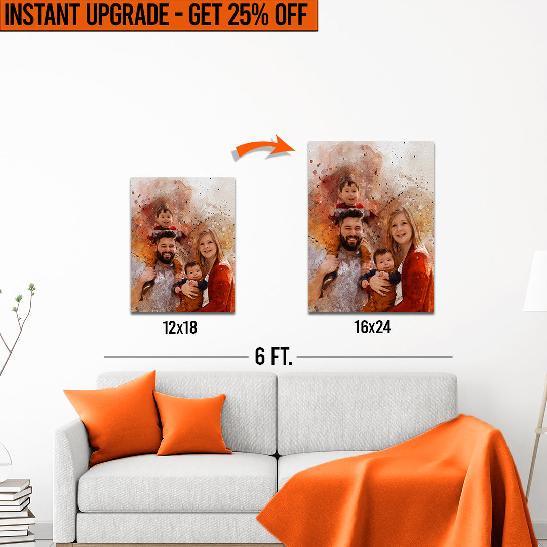 Upgrade Your 18x12 Inches 'Family Watercolor Portrait' Canvas To 24x16 Inches on sale at MyriadMart
