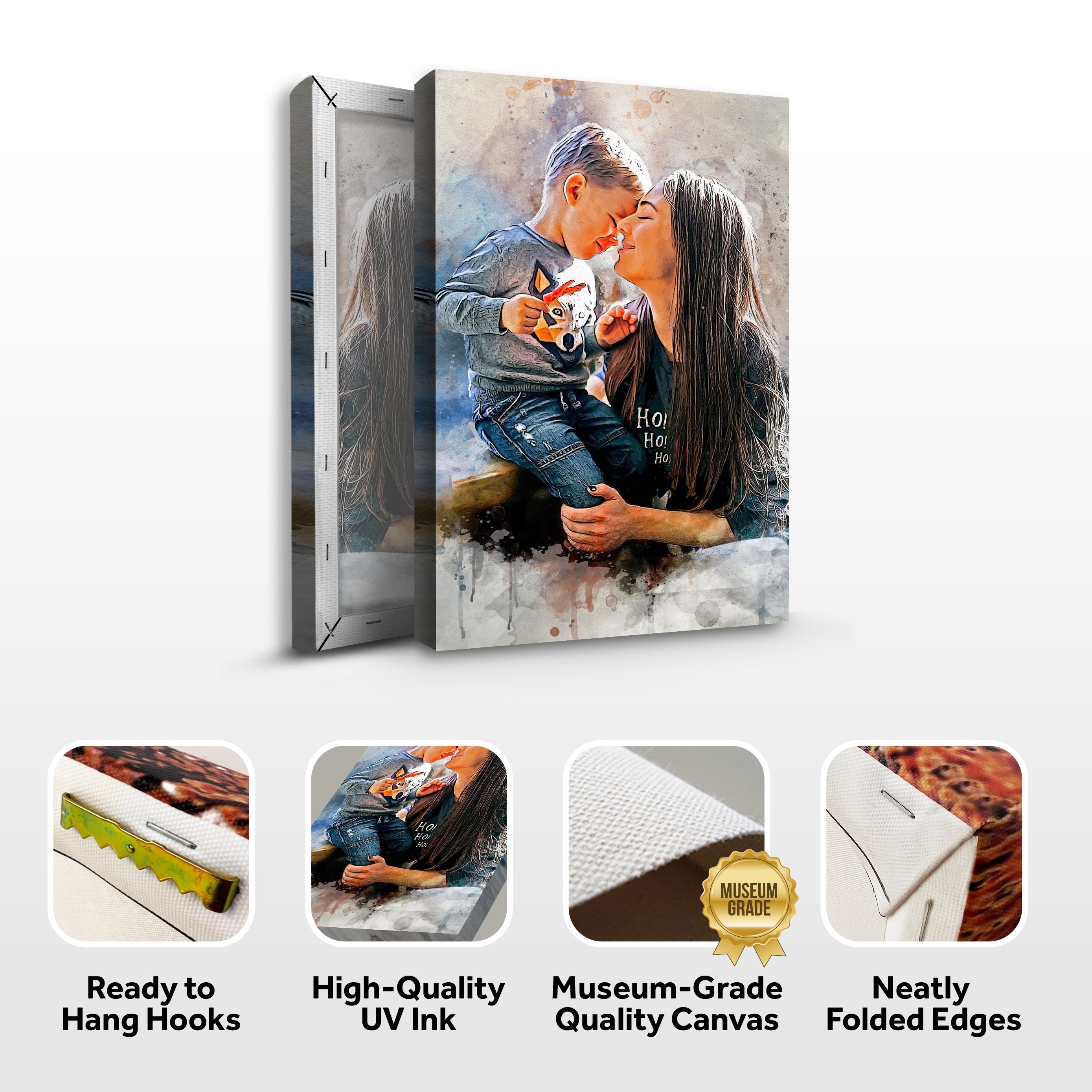 Mother And Son Watercolor Portrait Sign on sale at MyriadMart