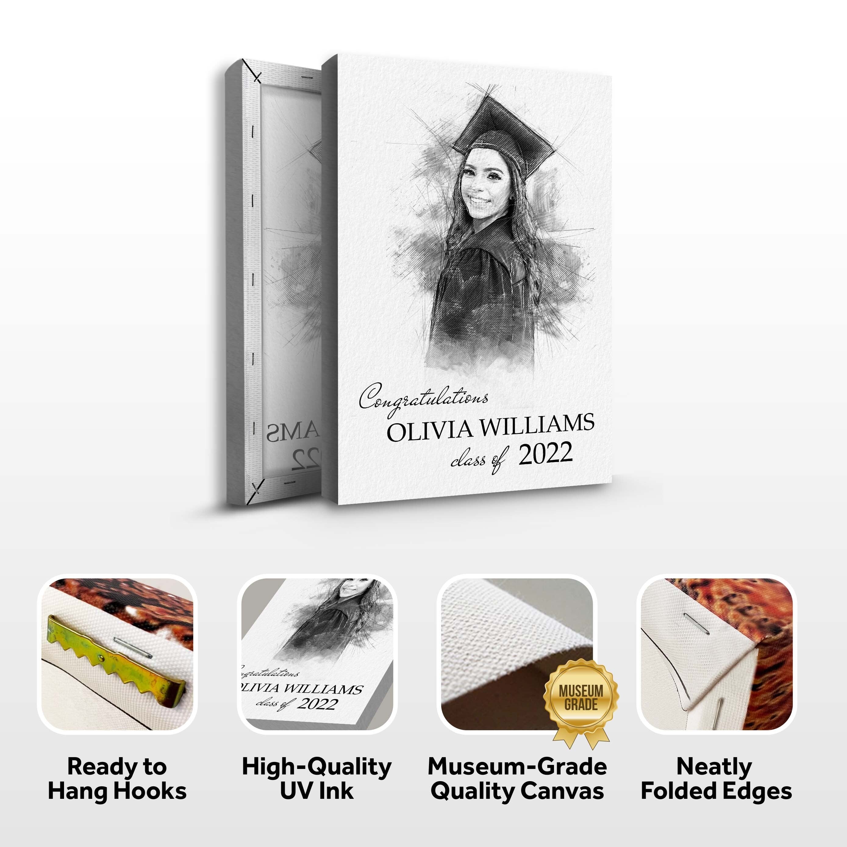 Graduation Photo Pencil Sketch Portrait Sign on sale at MyriadMart